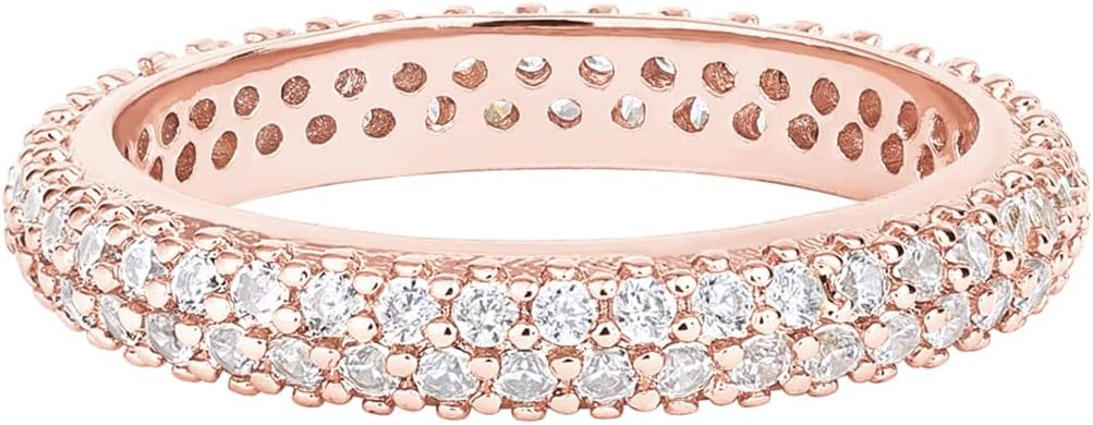 image:imagePAVOI 14K Gold Plated Cubic Zirconia Double Row Eternity Band for WomenRose Gold