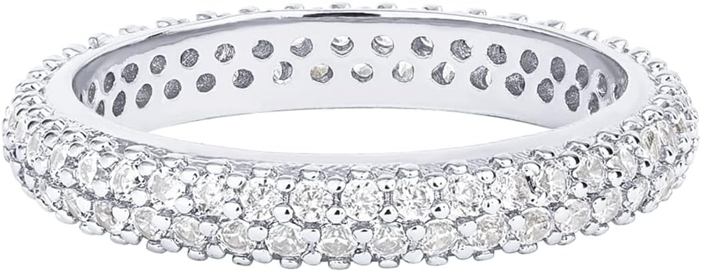 image:imagePAVOI 14K Gold Plated Cubic Zirconia Double Row Eternity Band for WomenWhite Gold