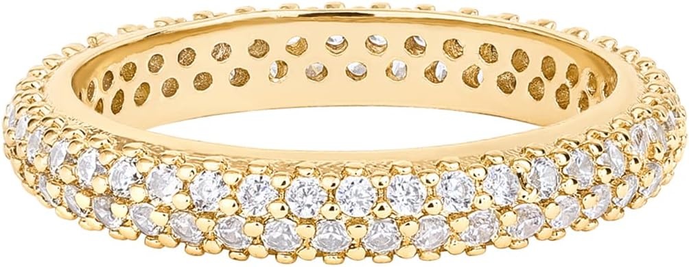 image:imagePAVOI 14K Gold Plated Cubic Zirconia Double Row Eternity Band for WomenYellow Gold