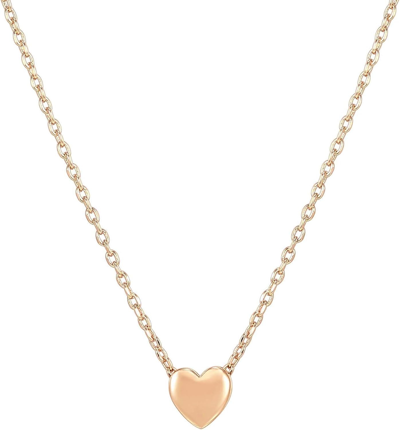 image:imagePAVOI 14K Gold Plated Cubic Zirconia Heart Necklace Cute Dainty Love Pendant Necklaces for Women Valentines Day Trendy JewelryRose Gold