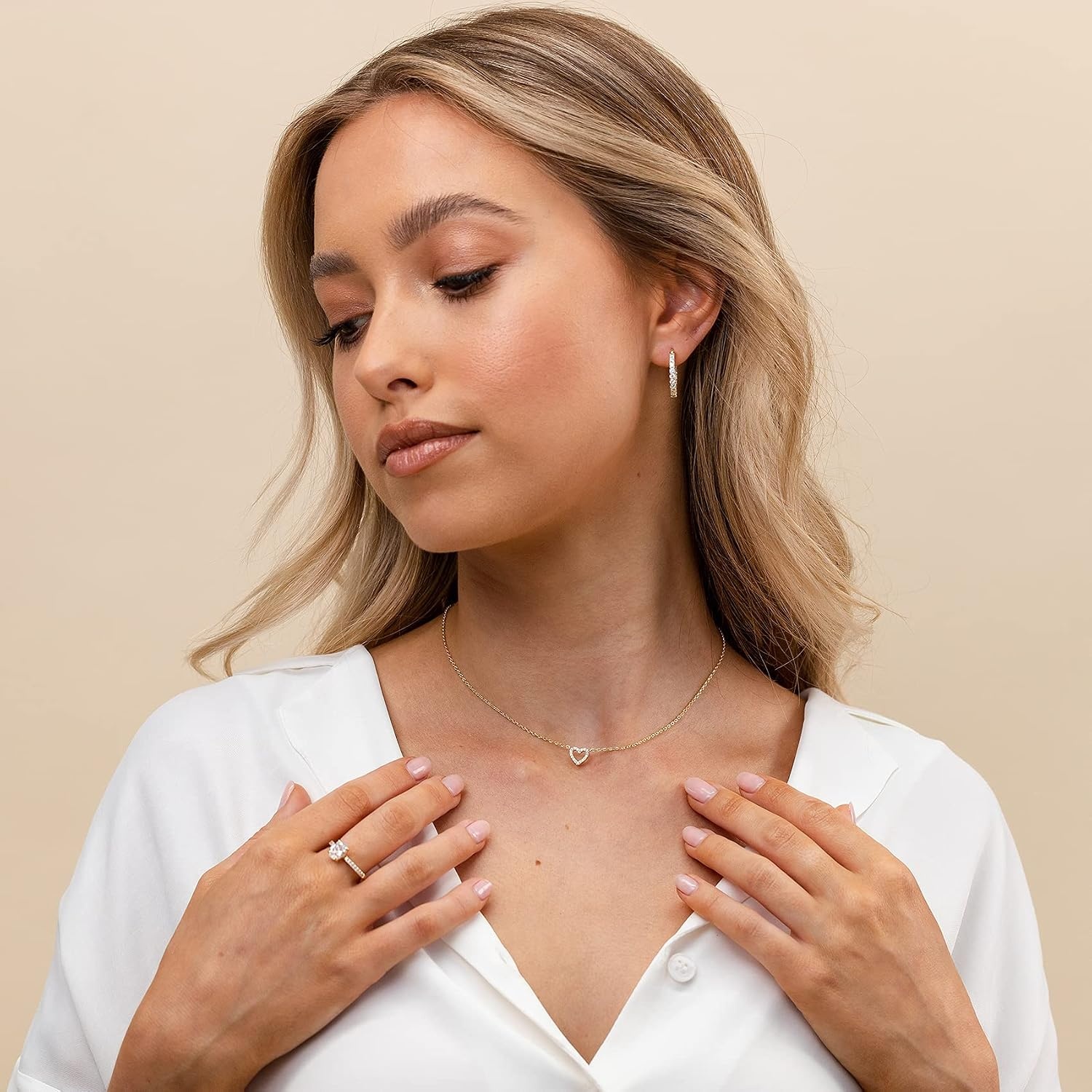 image:imagePAVOI 14K Gold Plated Cubic Zirconia Heart Necklace Cute Dainty Love Pendant Necklaces for Women Valentines Day Trendy JewelryRose Gold