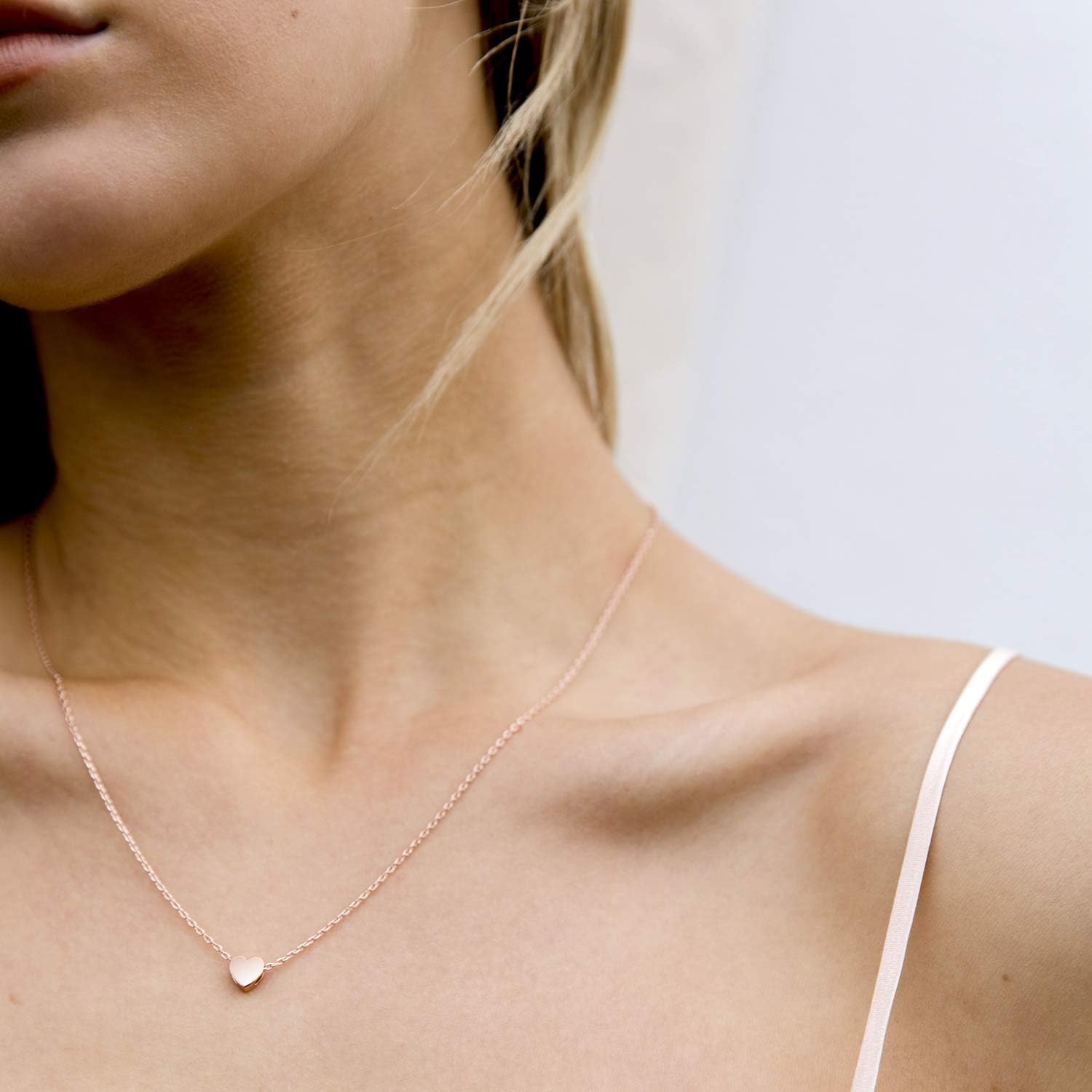 image:imagePAVOI 14K Gold Plated Cubic Zirconia Heart Necklace Cute Dainty Love Pendant Necklaces for Women Valentines Day Trendy JewelryRose Gold