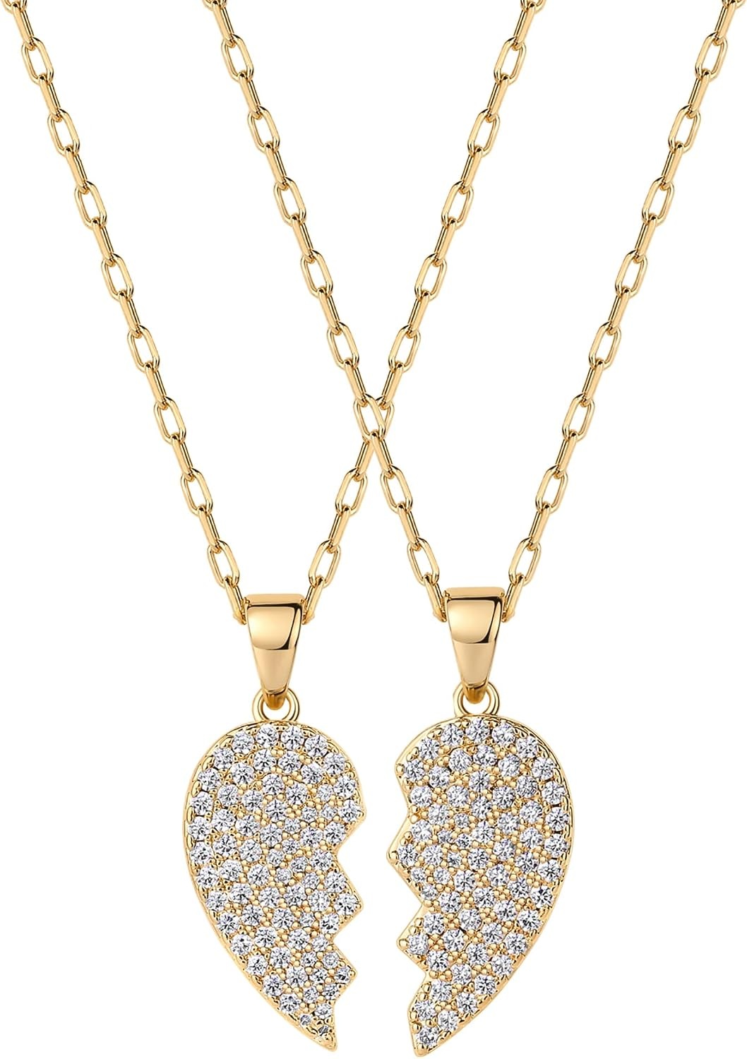 image:imagePAVOI 14K Gold Plated Cubic Zirconia Heart Necklace Cute Dainty Love Pendant Necklaces for Women Valentines Day Trendy JewelryYellow Gold