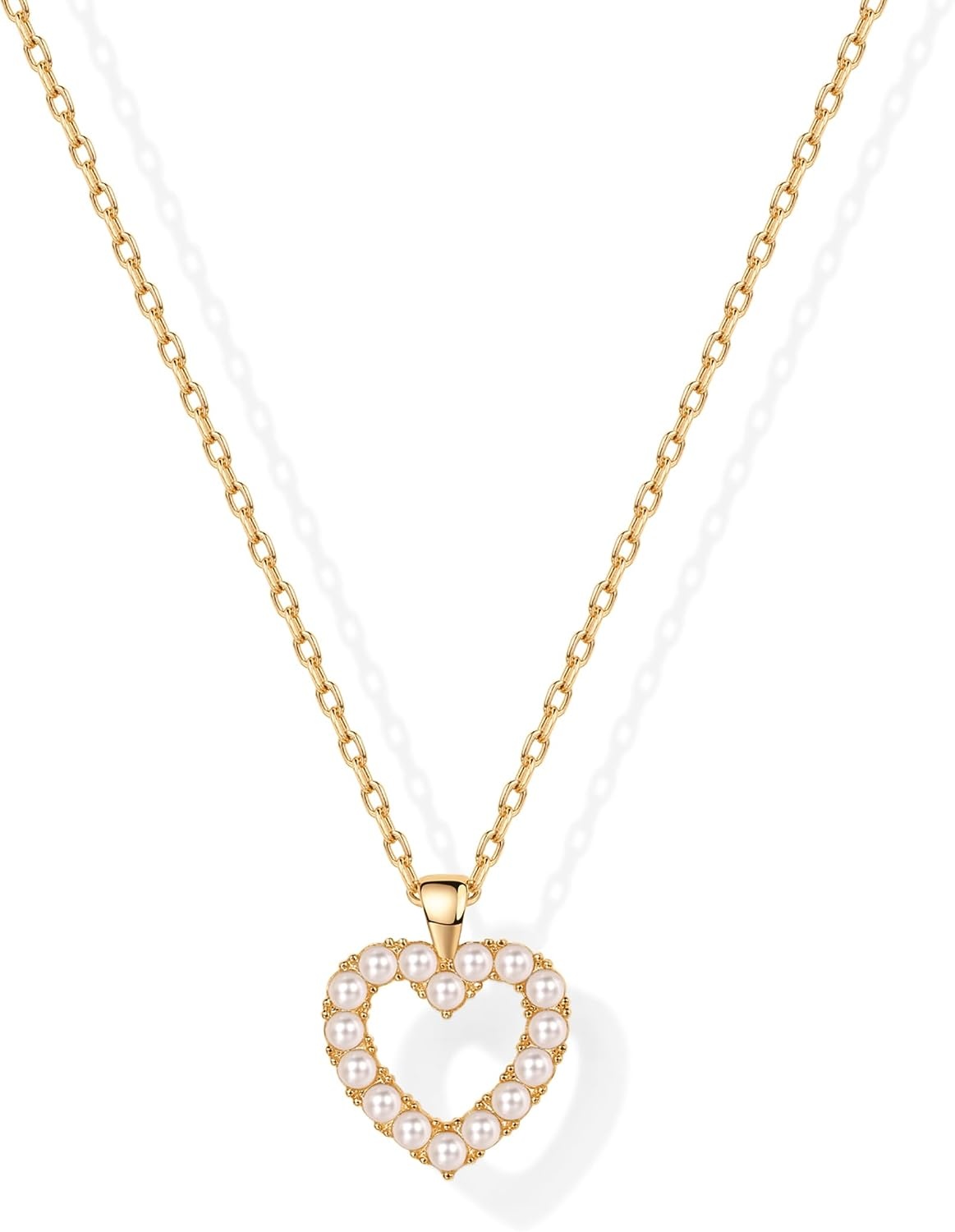 image:imagePAVOI 14K Gold Plated Cubic Zirconia Heart Necklace Cute Dainty Love Pendant Necklaces for Women Valentines Day Trendy JewelryYellow Gold