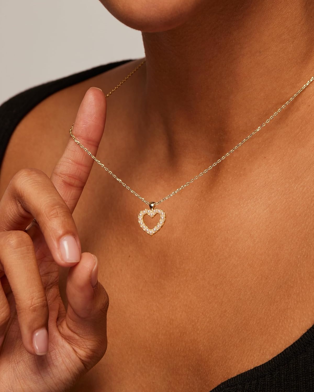 image:imagePAVOI 14K Gold Plated Cubic Zirconia Heart Necklace Cute Dainty Love Pendant Necklaces for Women Valentines Day Trendy JewelryYellow Gold