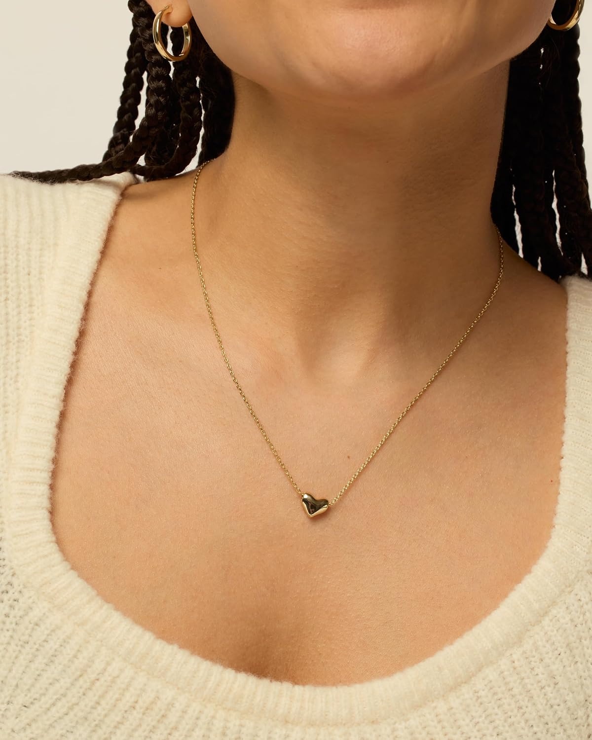 image:imagePAVOI 14K Gold Plated Cubic Zirconia Heart Necklace Cute Dainty Love Pendant Necklaces for Women Valentines Day Trendy JewelryYellow Gold