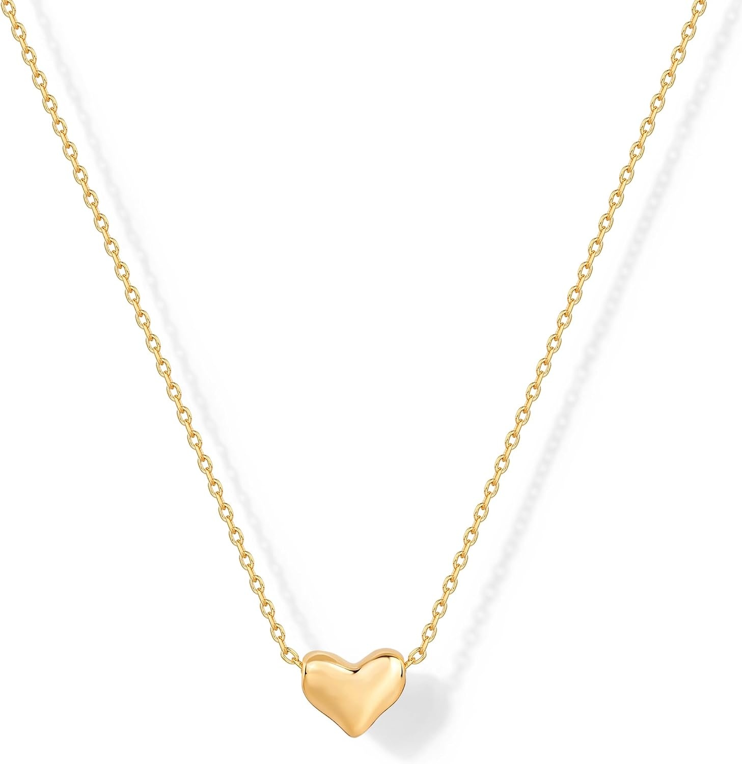 image:imagePAVOI 14K Gold Plated Cubic Zirconia Heart Necklace Cute Dainty Love Pendant Necklaces for Women Valentines Day Trendy JewelryYellow Gold