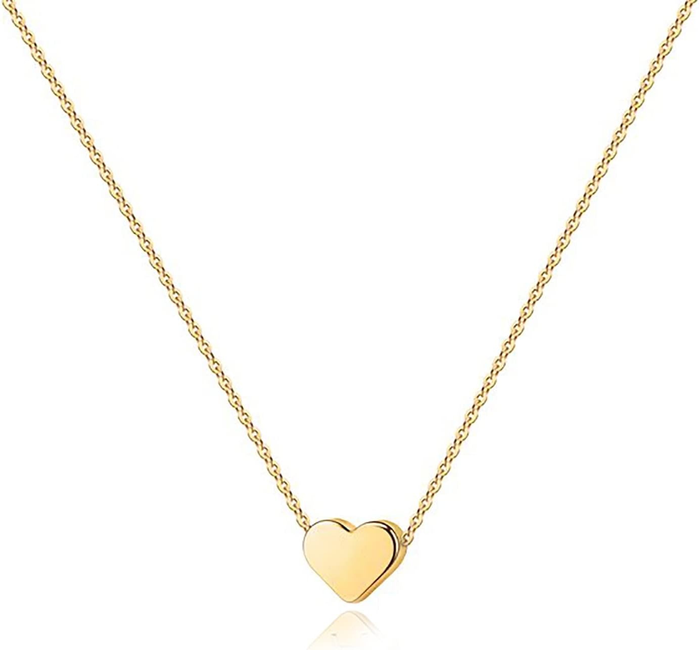 image:imagePAVOI 14K Gold Plated Cubic Zirconia Heart Necklace Cute Dainty Love Pendant Necklaces for Women Valentines Day Trendy JewelryYellow Gold