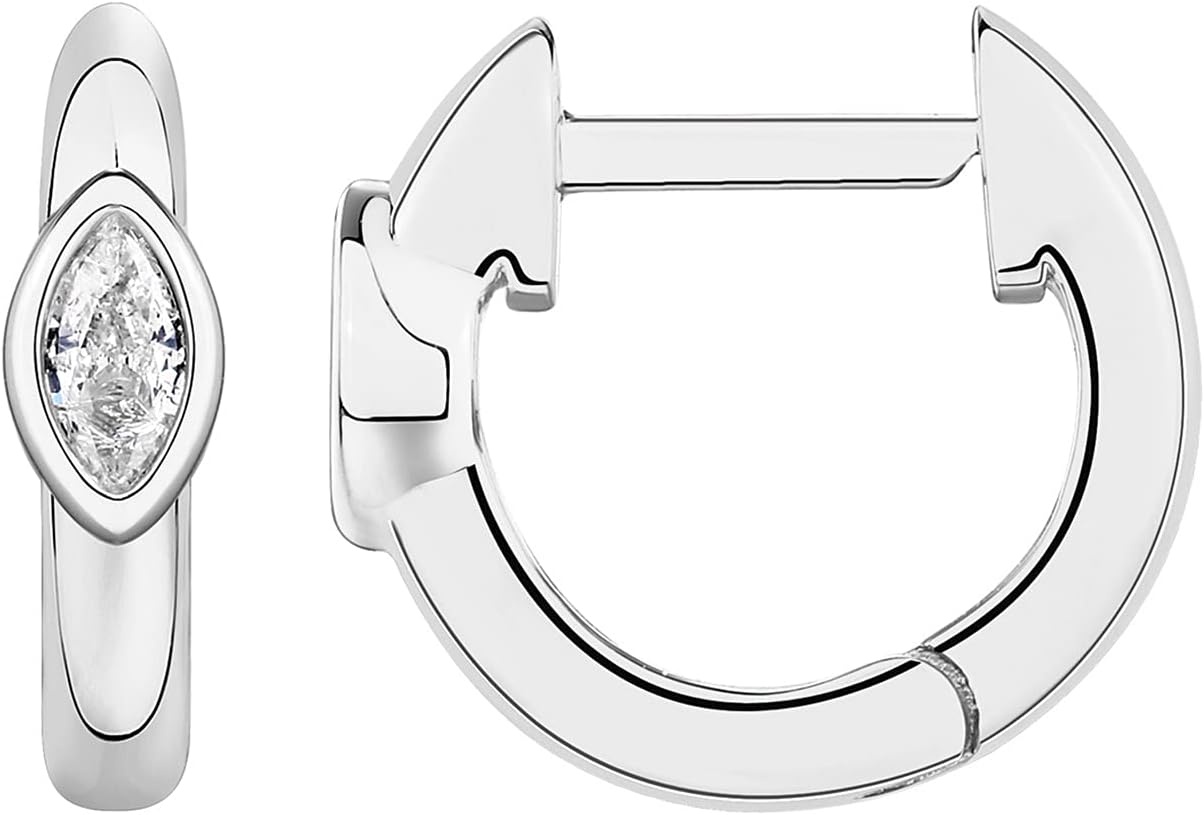 image:imagePAVOI 14K Gold Plated Cubic Zirconia Huggie Hoop Earrings for Women 925 Sterling Silver Posts Small Round Huggies Stud Earrings for WomenWhite Gold