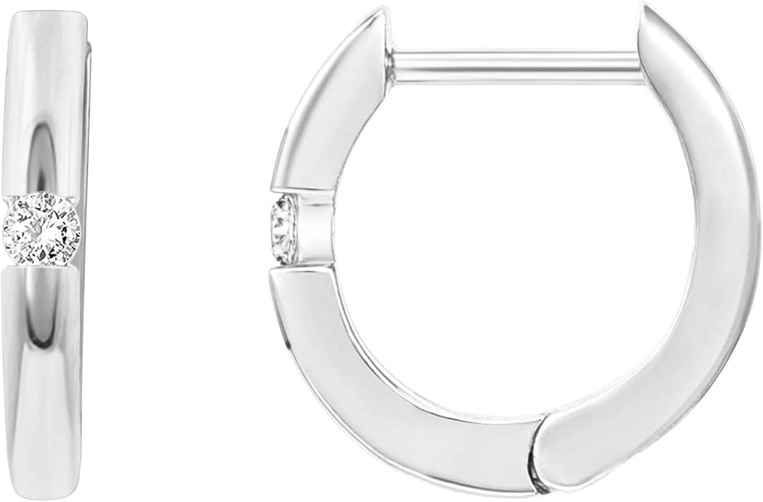 image:imagePAVOI 14K Gold Plated Cubic Zirconia Huggie Hoop Earrings for Women 925 Sterling Silver Posts Small Round Huggies Stud Earrings for WomenWhite Gold