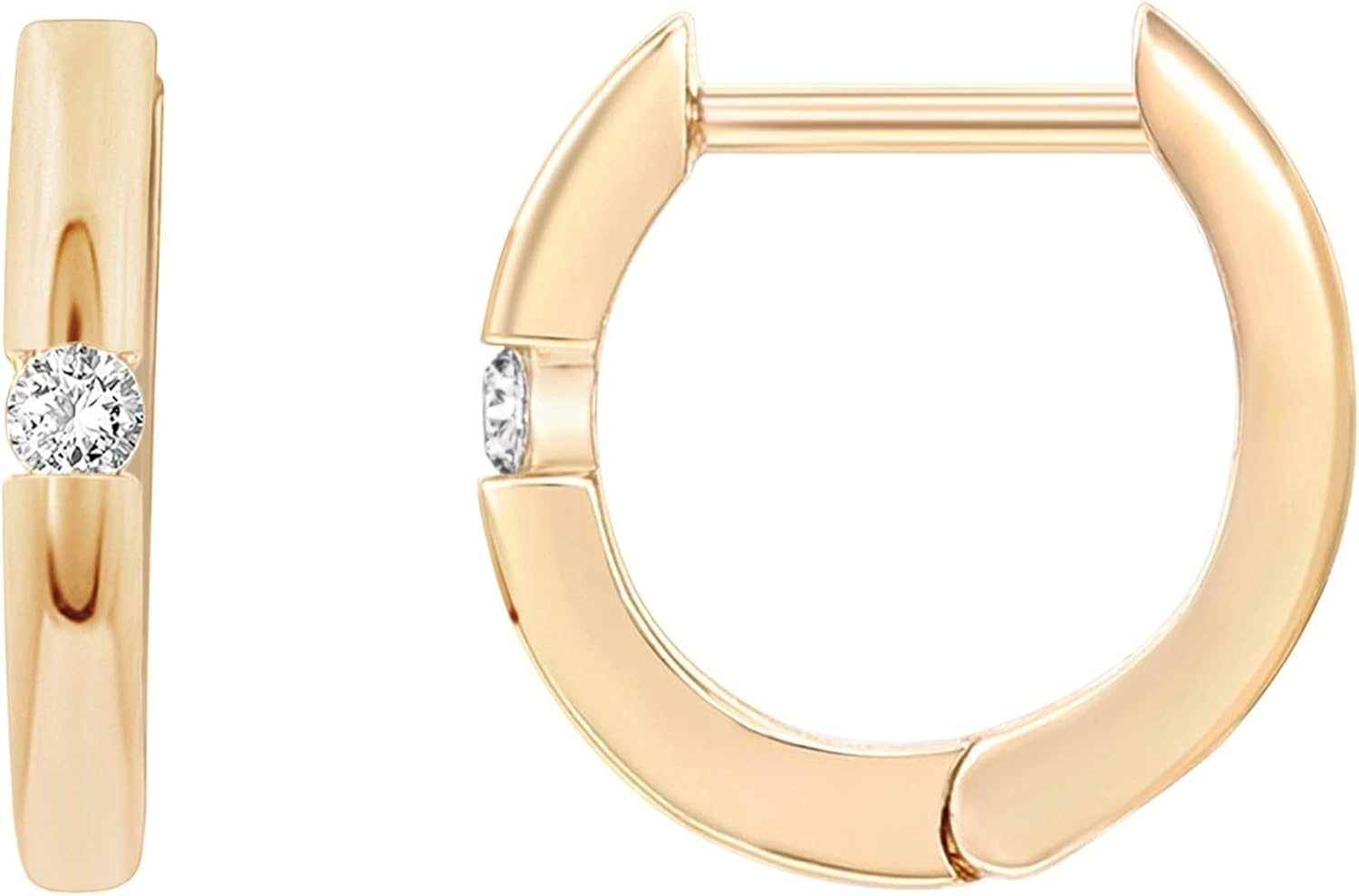 image:imagePAVOI 14K Gold Plated Cubic Zirconia Huggie Hoop Earrings for Women 925 Sterling Silver Posts Small Round Huggies Stud Earrings for WomenYellow Gold