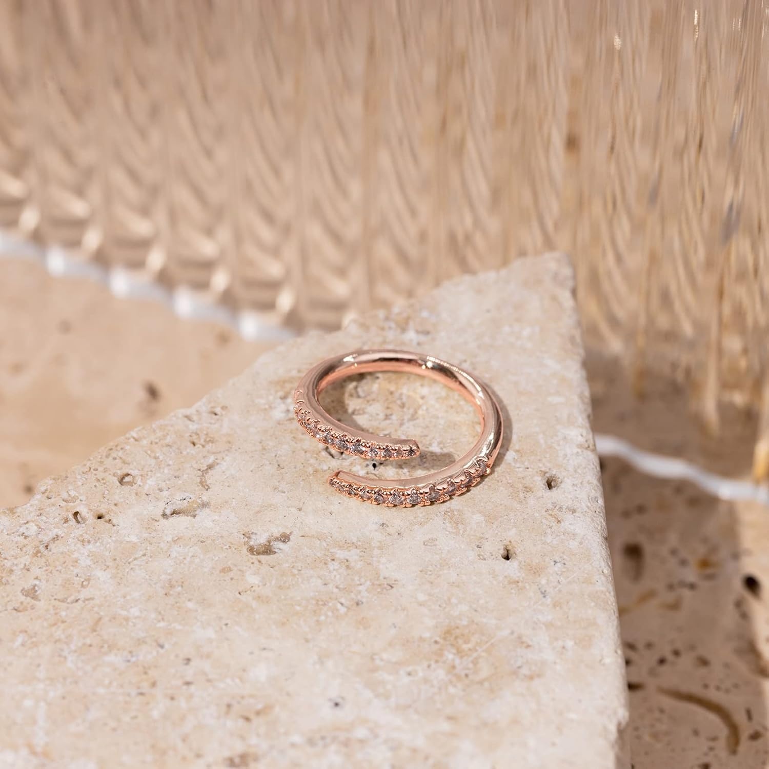 image:imagePAVOI 14K Gold Plated Cubic Zirconia Open Twist Eternity Band for WomenRose Gold