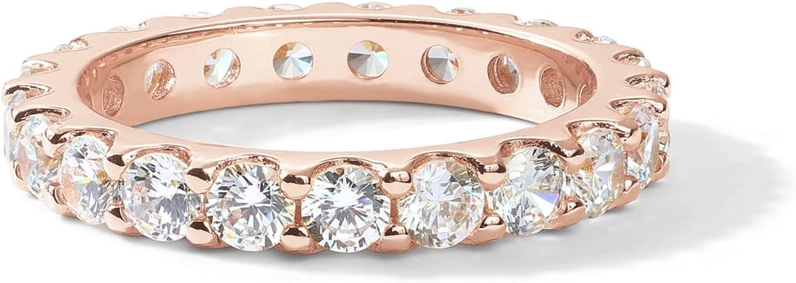 image:imagePAVOI 14K Gold Plated Cubic Zirconia Stackable Eternity Ring 30mm Gold Wedding Ring for Women Promise Band Stacking Jewelry Trendy Wedding Bands for womenRose Gold