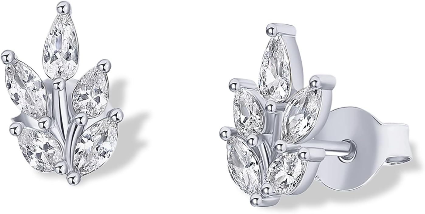 image:imagePAVOI 14K Gold Plated Cubic Zirconia Stud Earrings for Women 925 Sterling Silver Posts Statement Crystal Cluster Wedding Earrings for Brides amp Bridesmaids Trendy CZ Pearl Studs Wedding JewelryWhite Gold