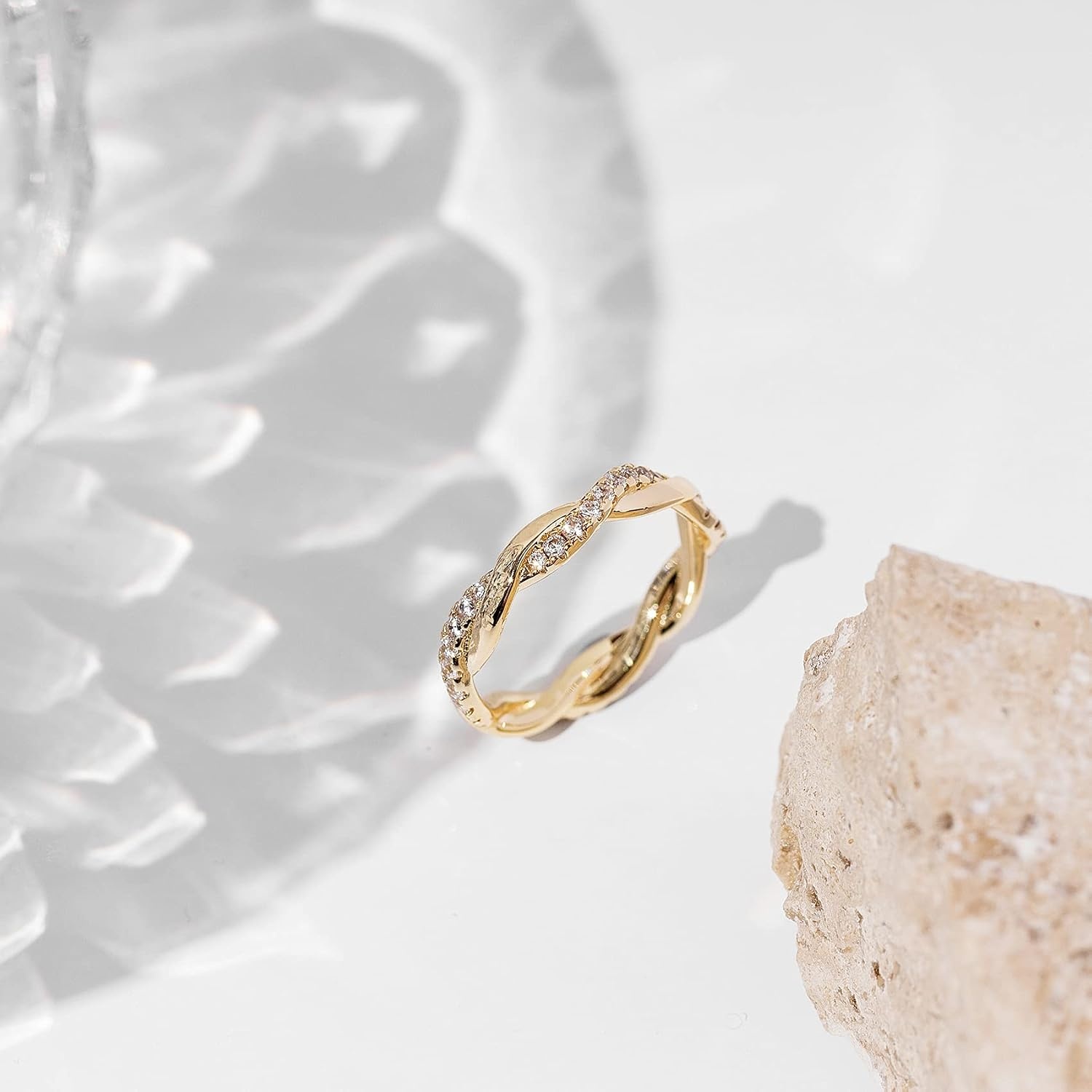 image:imagePAVOI 14K Gold Plated Cubic Zirconia Twisted Rope Eternity Band for WomenYellow Gold