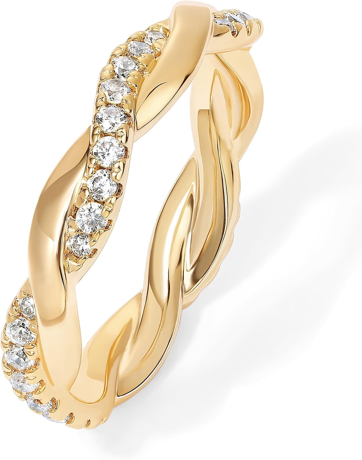 image:imagePAVOI 14K Gold Plated Cubic Zirconia Twisted Rope Eternity Band for WomenYellow Gold