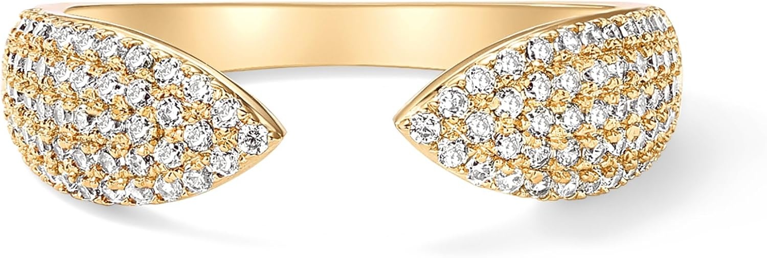 image:imagePAVOI 14K Gold Plated Cuff Statement Ring for Women Cubic Zirconia Eternity Bands Open Stackable Rings for WomenYellow Gold