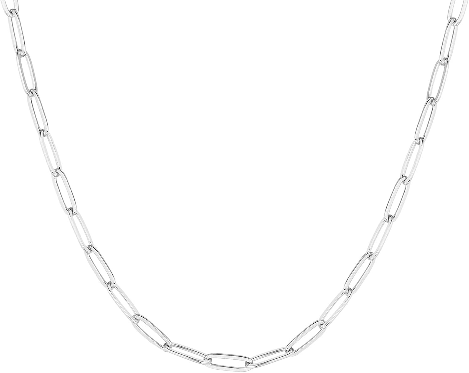 image:imagePAVOI 14K Gold Plated Curb Paperclip Box Sphere Bead Snake Herringbone and Figaro Chain Adjustable NecklaceWhite Gold