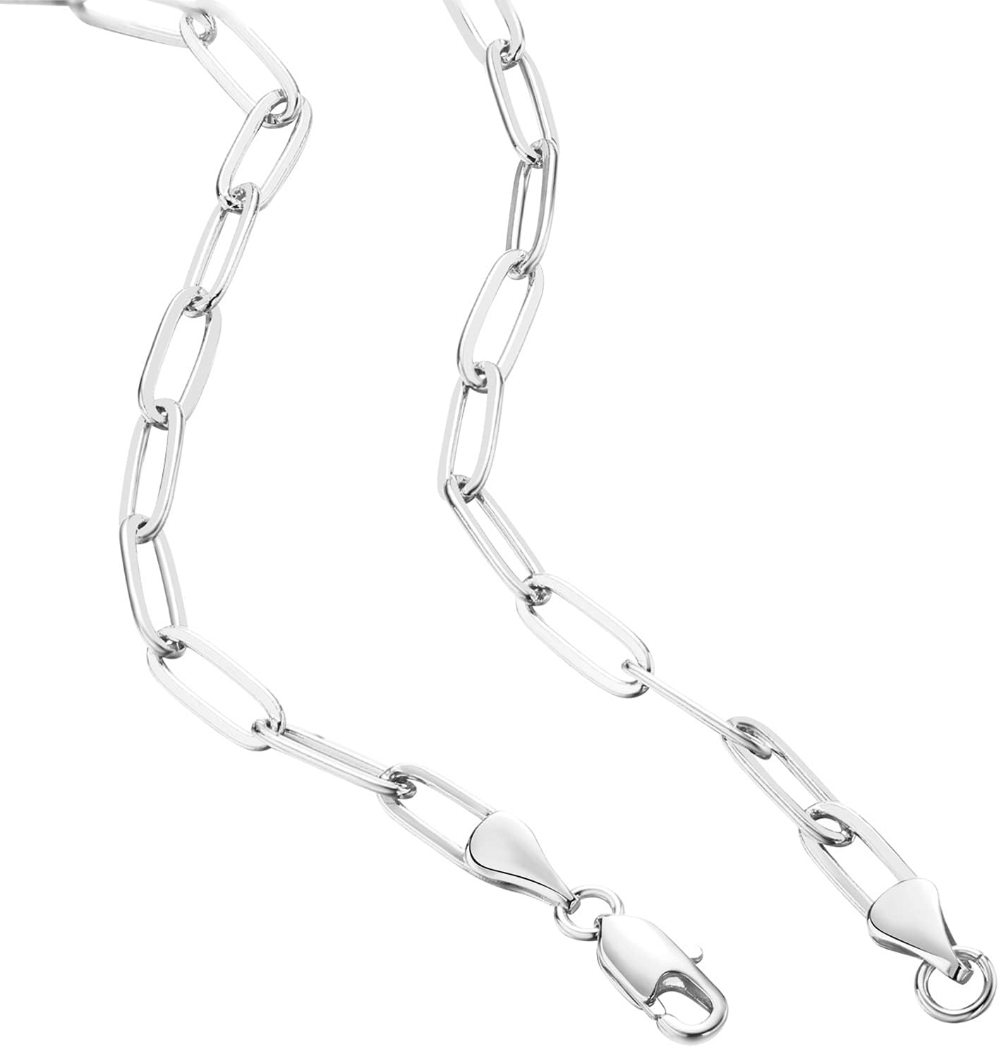 image:imagePAVOI 14K Gold Plated Curb Paperclip Box Sphere Bead Snake Herringbone and Figaro Chain Adjustable NecklaceWhite Gold