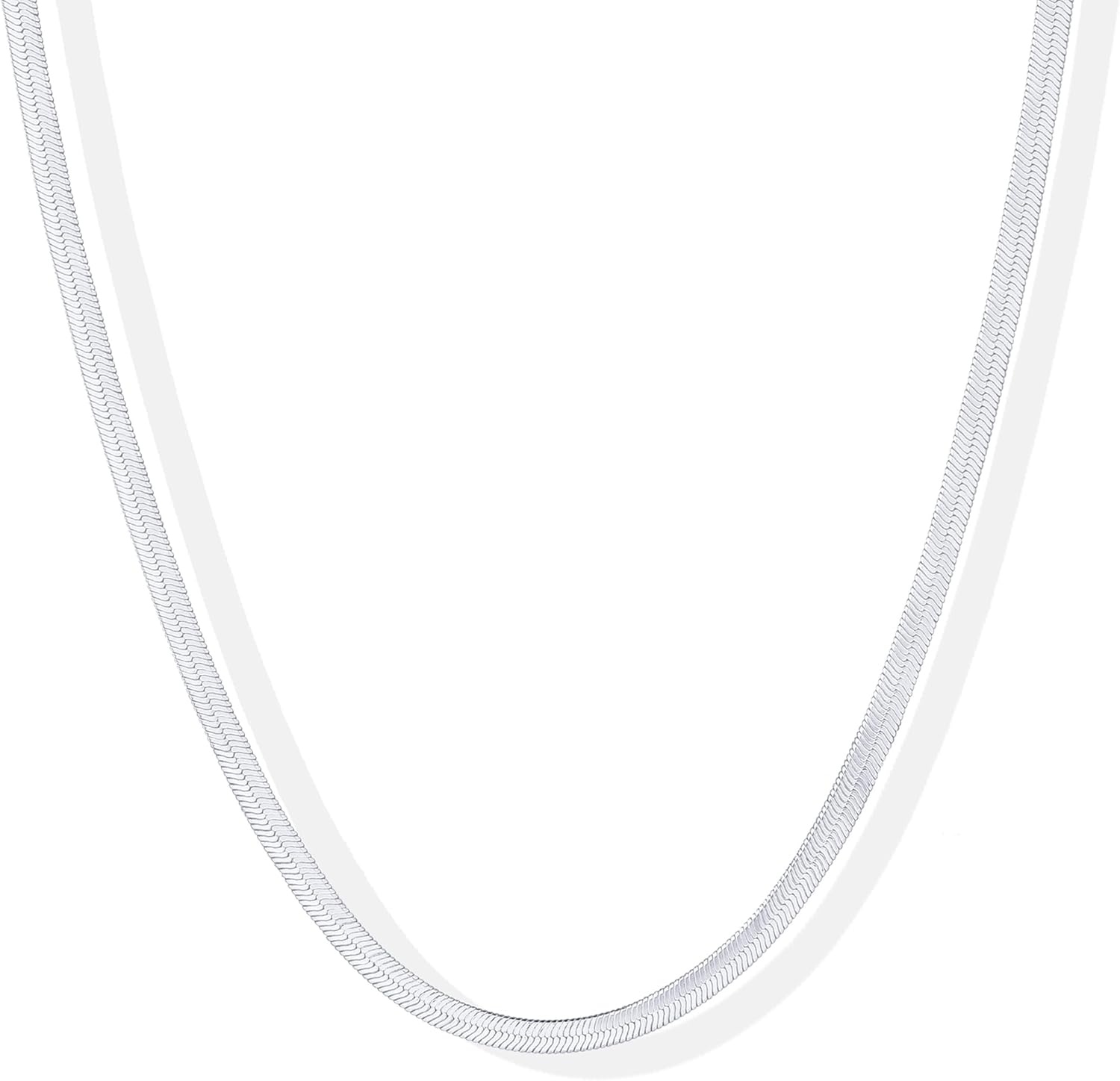 image:imagePAVOI 14K Gold Plated Curb Paperclip Box Sphere Bead Snake Herringbone and Figaro Chain Adjustable NecklaceWhite Gold
