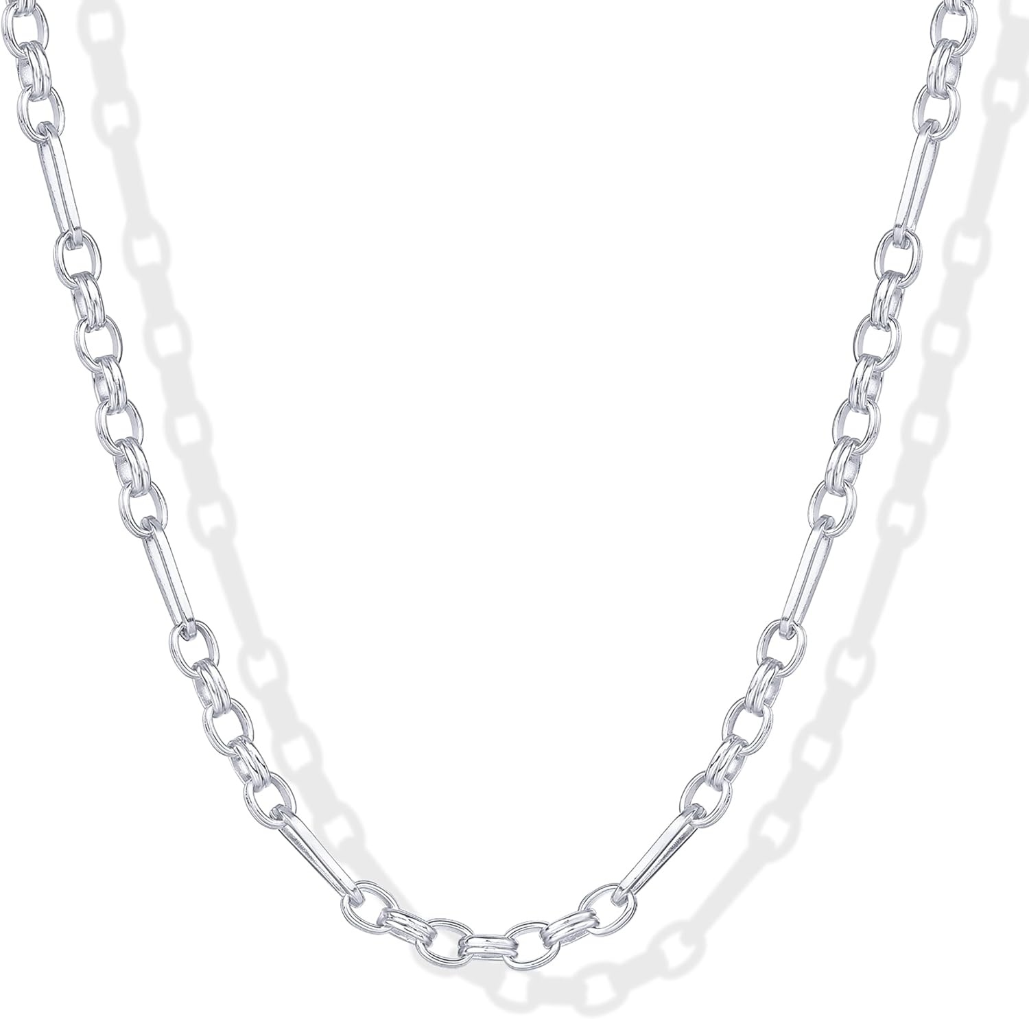 image:imagePAVOI 14K Gold Plated Curb Paperclip Box Sphere Bead Snake Herringbone and Figaro Chain Adjustable NecklaceWhite Gold