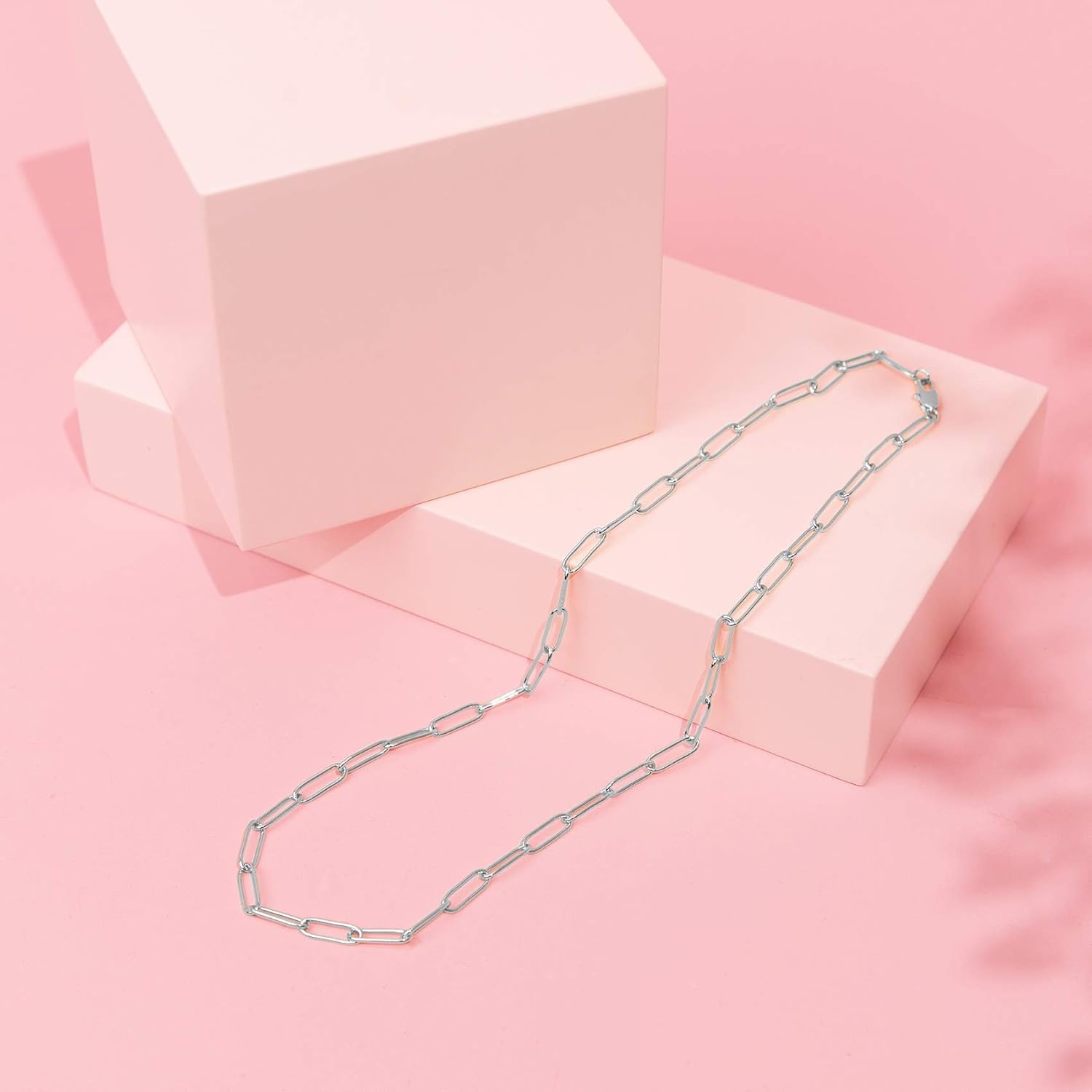 image:imagePAVOI 14K Gold Plated Curb Paperclip Box Sphere Bead Snake Herringbone and Figaro Chain Adjustable NecklaceWhite Gold
