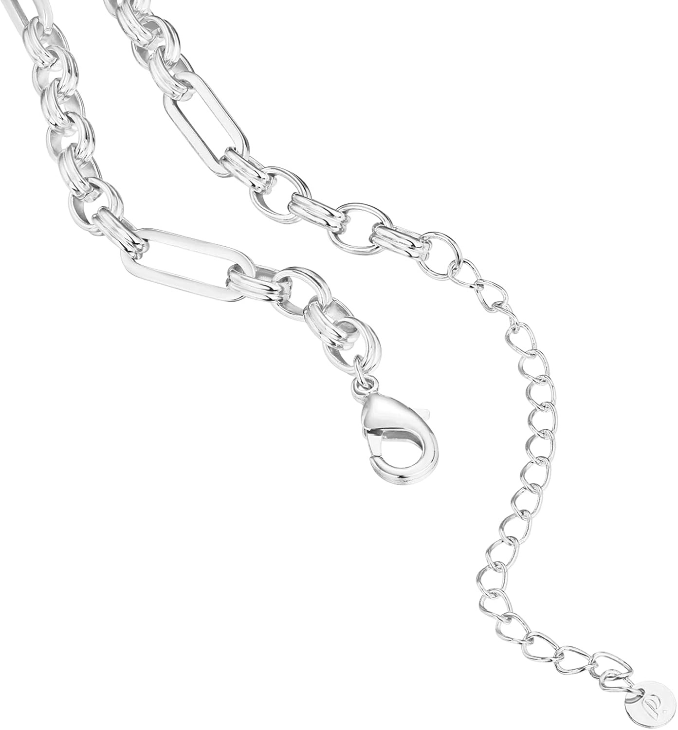 image:imagePAVOI 14K Gold Plated Curb Paperclip Box Sphere Bead Snake Herringbone and Figaro Chain Adjustable NecklaceWhite Gold