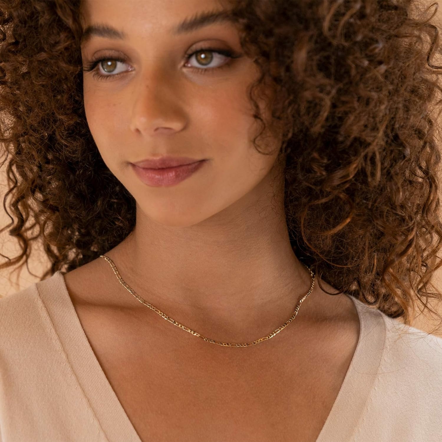 image:imagePAVOI 14K Gold Plated Curb Paperclip Box Sphere Bead Snake Herringbone and Figaro Chain Adjustable NecklaceYellow Gold