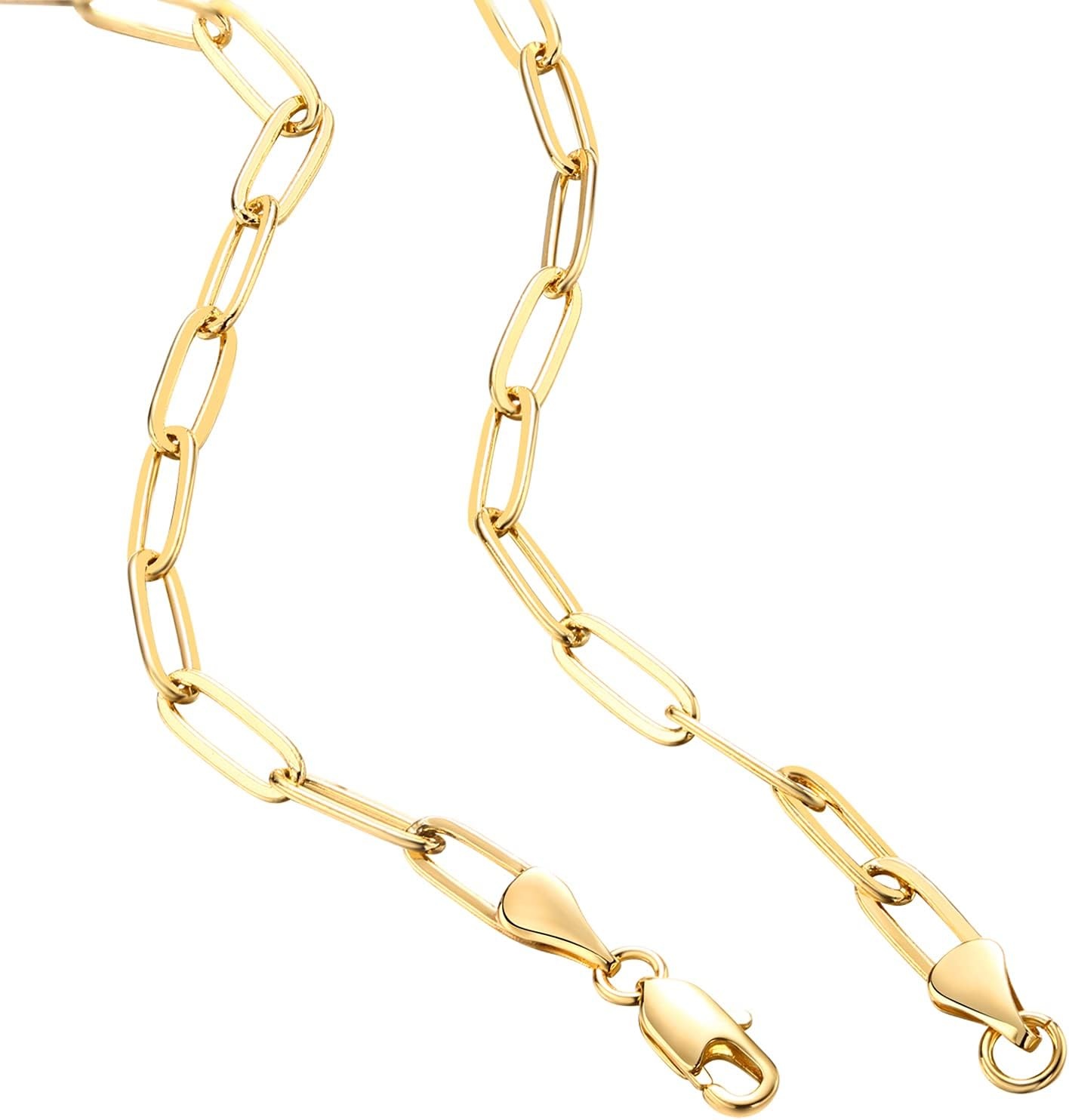 image:imagePAVOI 14K Gold Plated Curb Paperclip Box Sphere Bead Snake Herringbone and Figaro Chain Adjustable NecklaceYellow Gold