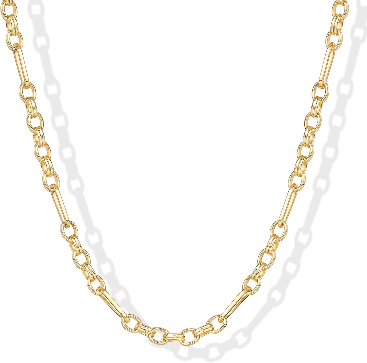 image:imagePAVOI 14K Gold Plated Curb Paperclip Box Sphere Bead Snake Herringbone and Figaro Chain Adjustable NecklaceYellow Gold