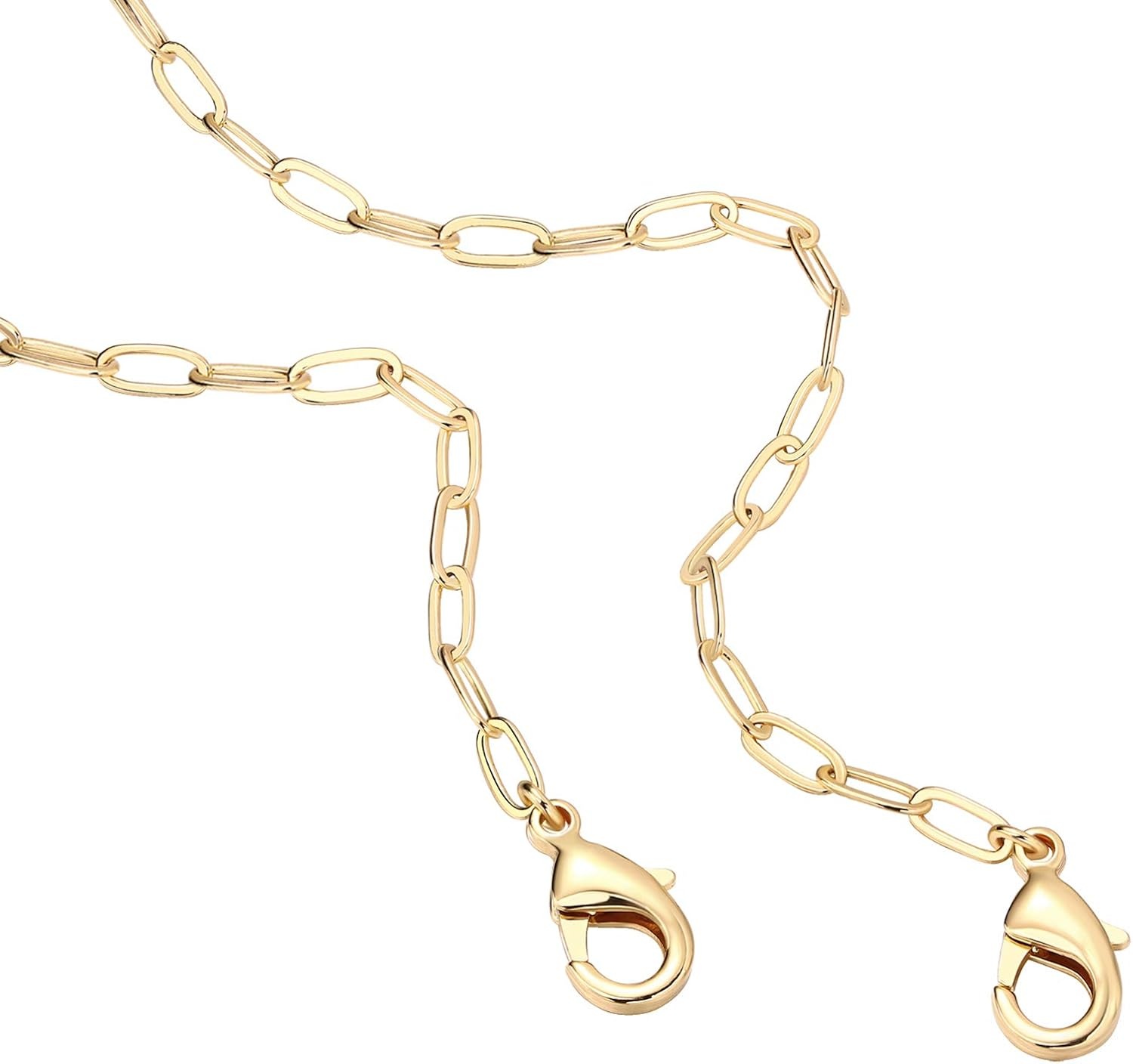 image:imagePAVOI 14K Gold Plated Curb Paperclip Box Sphere Bead Snake Herringbone and Figaro Chain Adjustable NecklaceYellow Gold