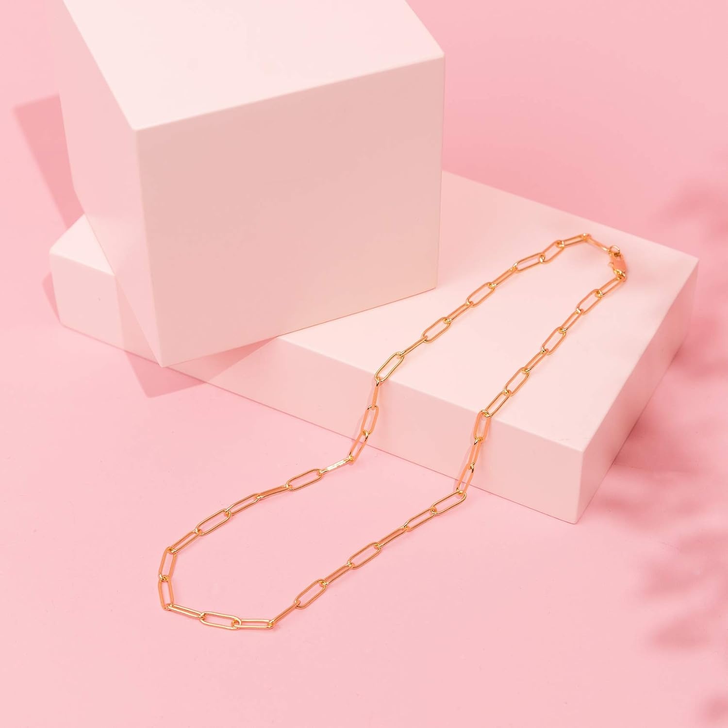 image:imagePAVOI 14K Gold Plated Curb Paperclip Box Sphere Bead Snake Herringbone and Figaro Chain Adjustable NecklaceYellow Gold