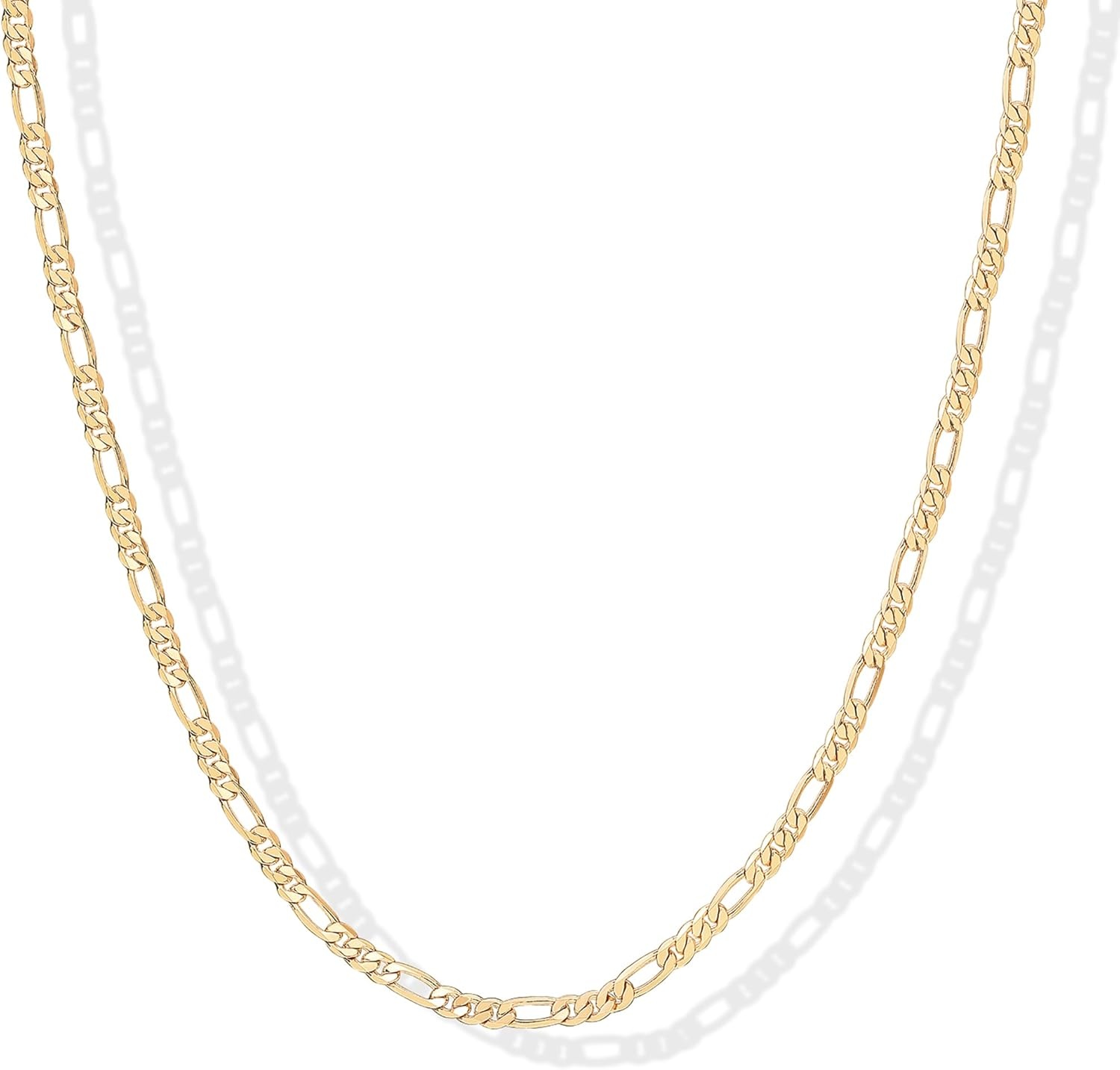 image:imagePAVOI 14K Gold Plated Curb Paperclip Box Sphere Bead Snake Herringbone and Figaro Chain Adjustable NecklaceYellow Gold