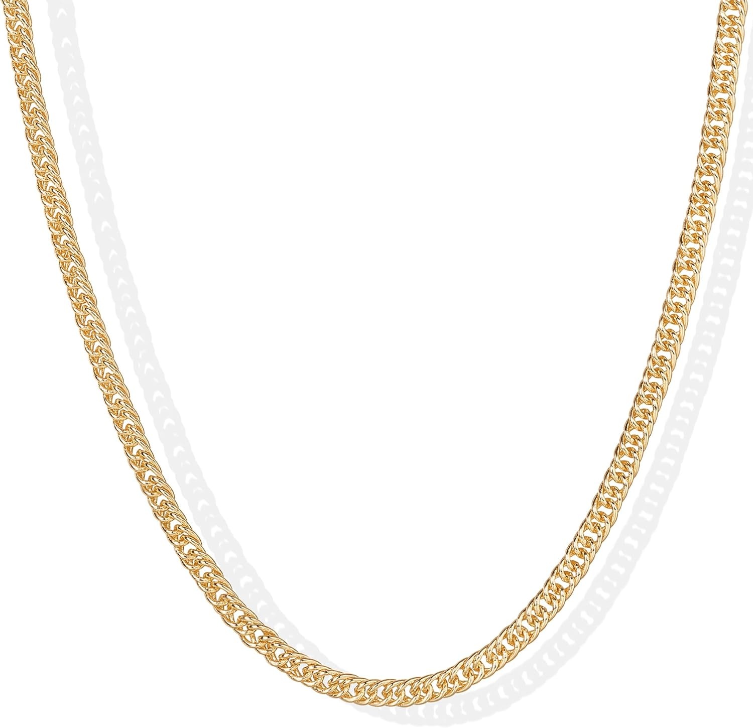 image:imagePAVOI 14K Gold Plated Curb Paperclip Box Sphere Bead Snake Herringbone and Figaro Chain Adjustable NecklaceYellow Gold