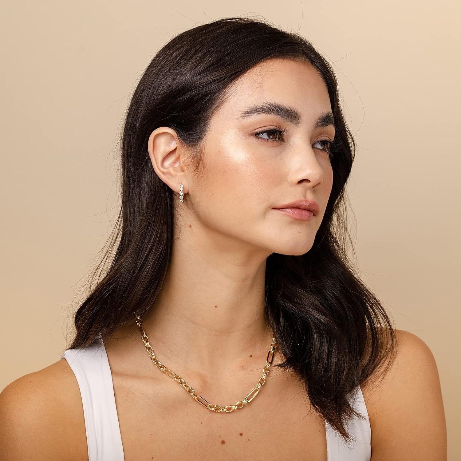 image:imagePAVOI 14K Gold Plated Curb Paperclip Box Sphere Bead Snake Herringbone and Figaro Chain Adjustable NecklaceYellow Gold