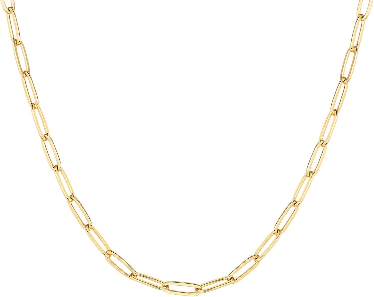 image:imagePAVOI 14K Gold Plated Curb Paperclip Box Sphere Bead Snake Herringbone and Figaro Chain Adjustable NecklaceYellow Gold