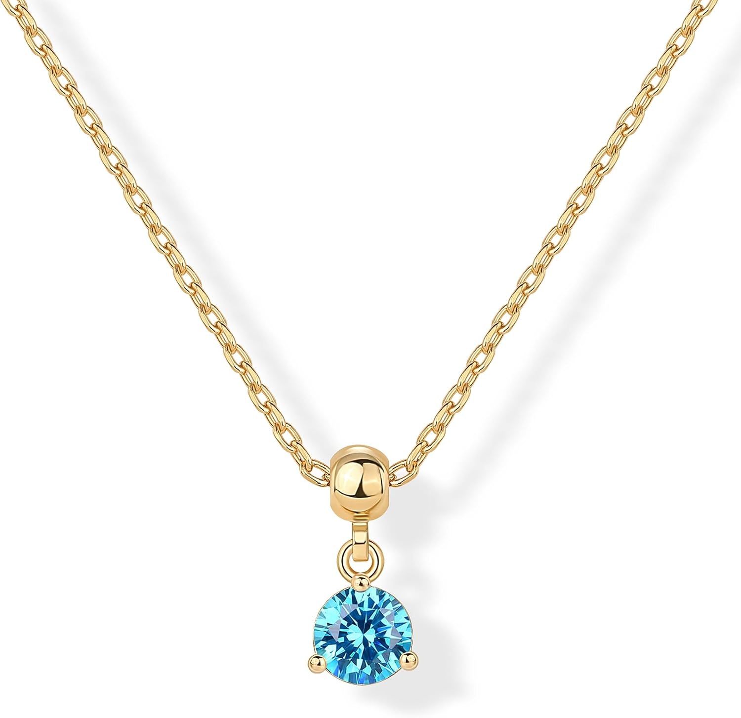 image:imagePAVOI 14K Gold Plated Dainty Birthstone Necklaces with Charms Adjustable Chain Gold Charm Birthstone Necklace for Women Cubic Zirconia Birth Stone Removable Pendants Cute Jewelry GiftsYellow Gold