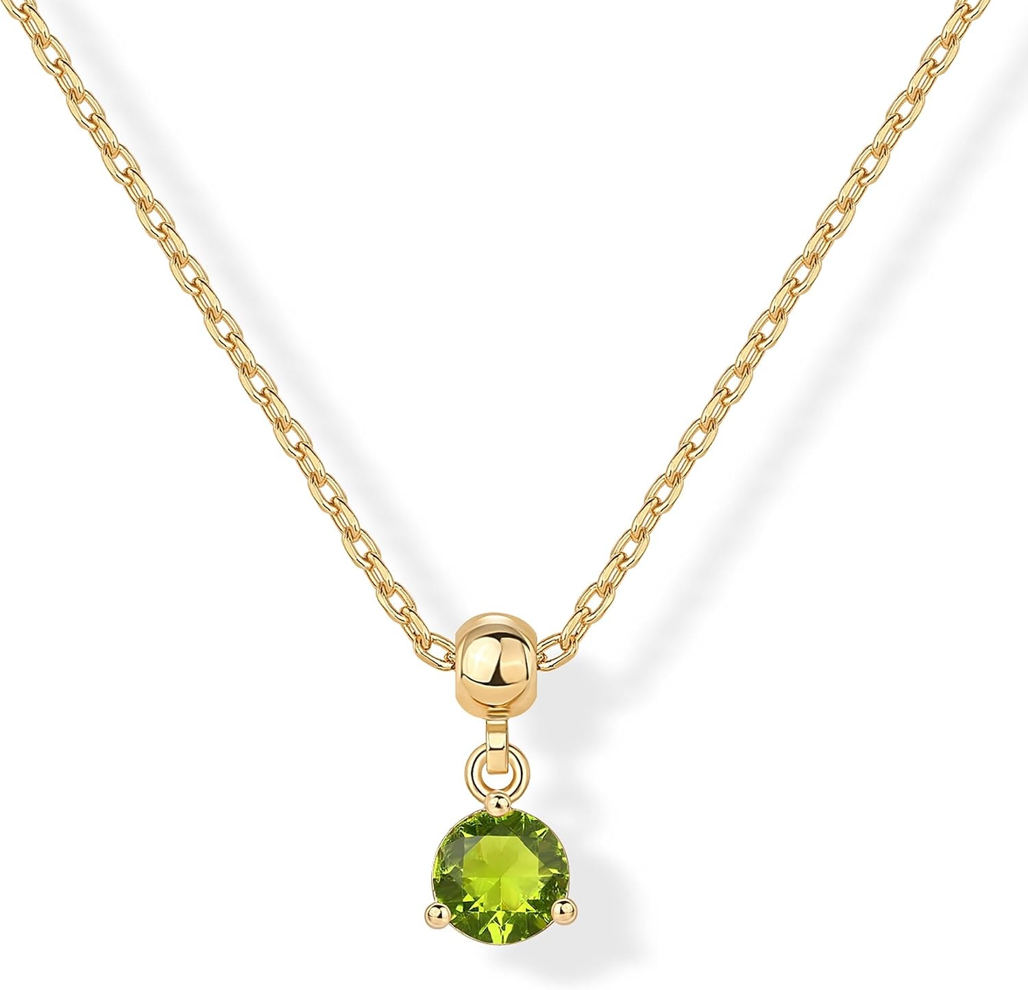 image:imagePAVOI 14K Gold Plated Dainty Birthstone Necklaces with Charms Adjustable Chain Gold Charm Birthstone Necklace for Women Cubic Zirconia Birth Stone Removable Pendants Cute Jewelry GiftsYellow Gold