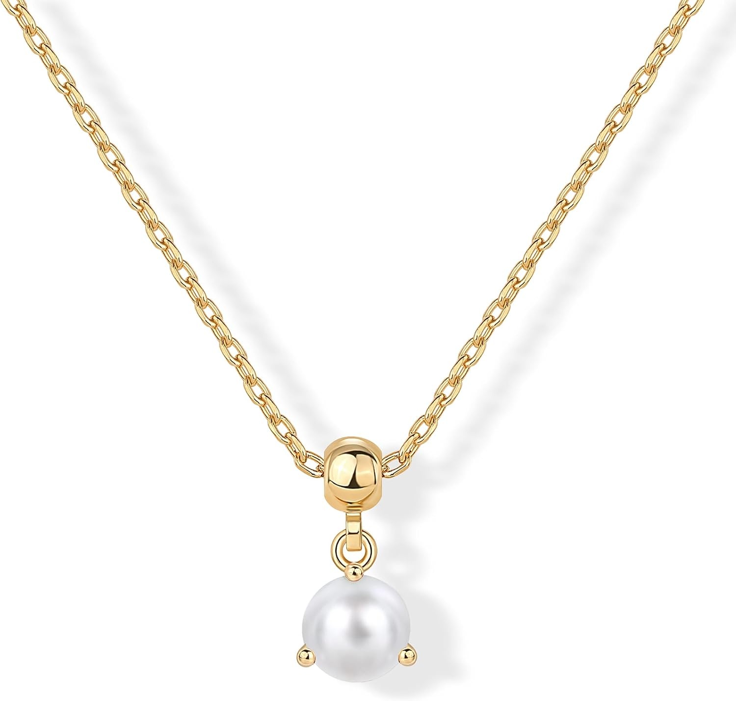 image:imagePAVOI 14K Gold Plated Dainty Birthstone Necklaces with Charms Adjustable Chain Gold Charm Birthstone Necklace for Women Cubic Zirconia Birth Stone Removable Pendants Cute Jewelry GiftsYellow Gold