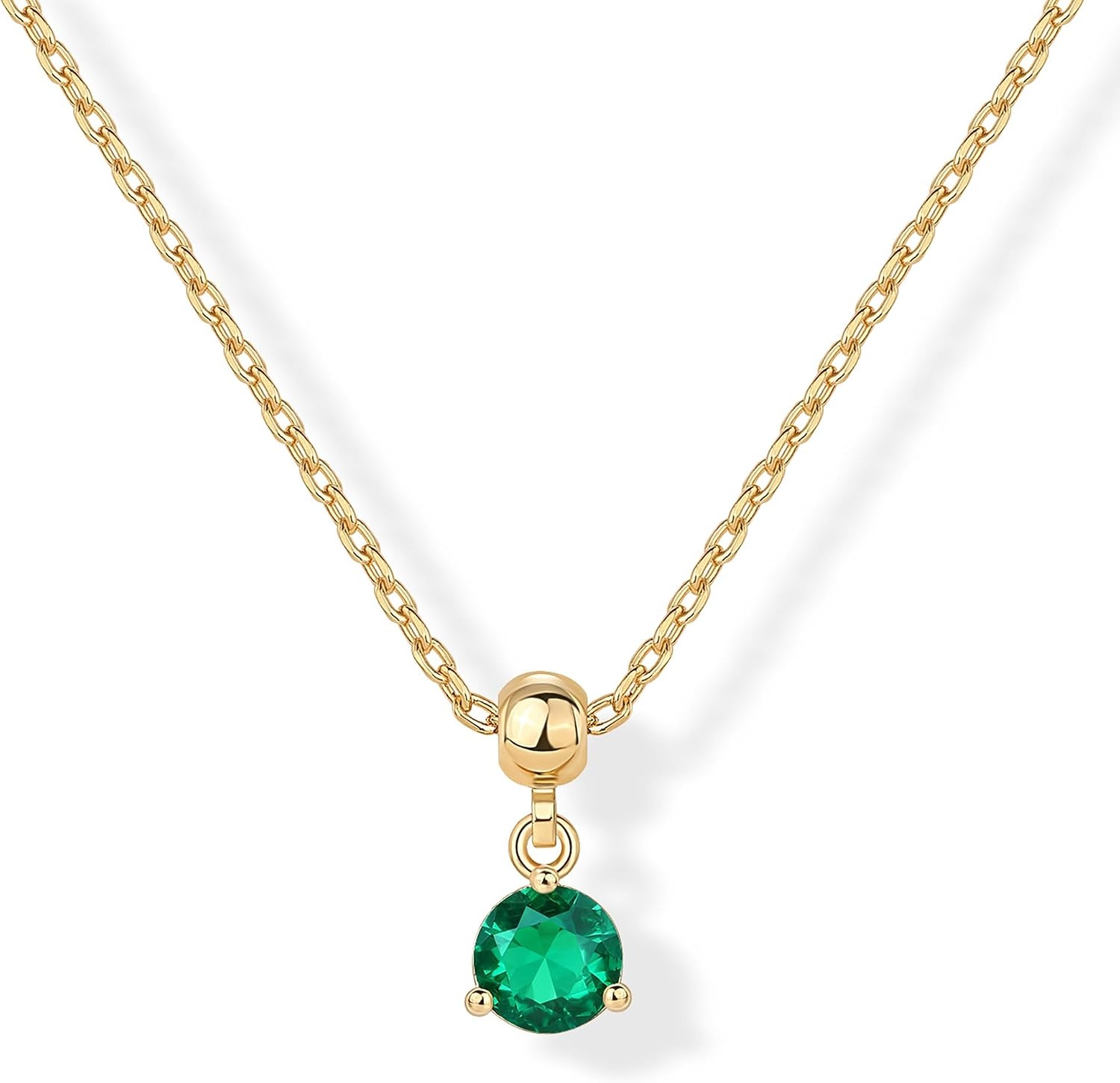 image:imagePAVOI 14K Gold Plated Dainty Birthstone Necklaces with Charms Adjustable Chain Gold Charm Birthstone Necklace for Women Cubic Zirconia Birth Stone Removable Pendants Cute Jewelry GiftsYellow Gold