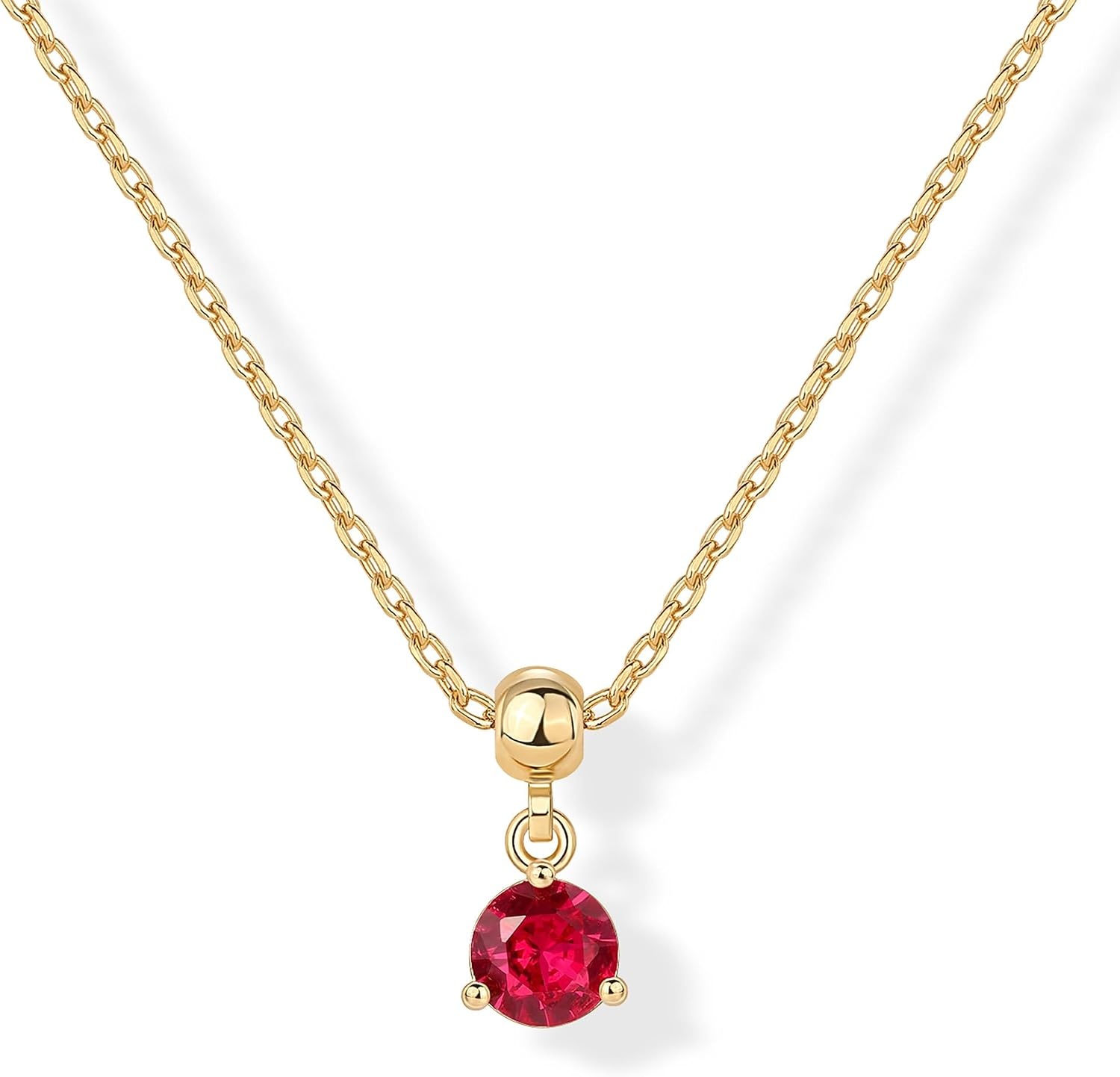 image:imagePAVOI 14K Gold Plated Dainty Birthstone Necklaces with Charms Adjustable Chain Gold Charm Birthstone Necklace for Women Cubic Zirconia Birth Stone Removable Pendants Cute Jewelry GiftsYellow Gold