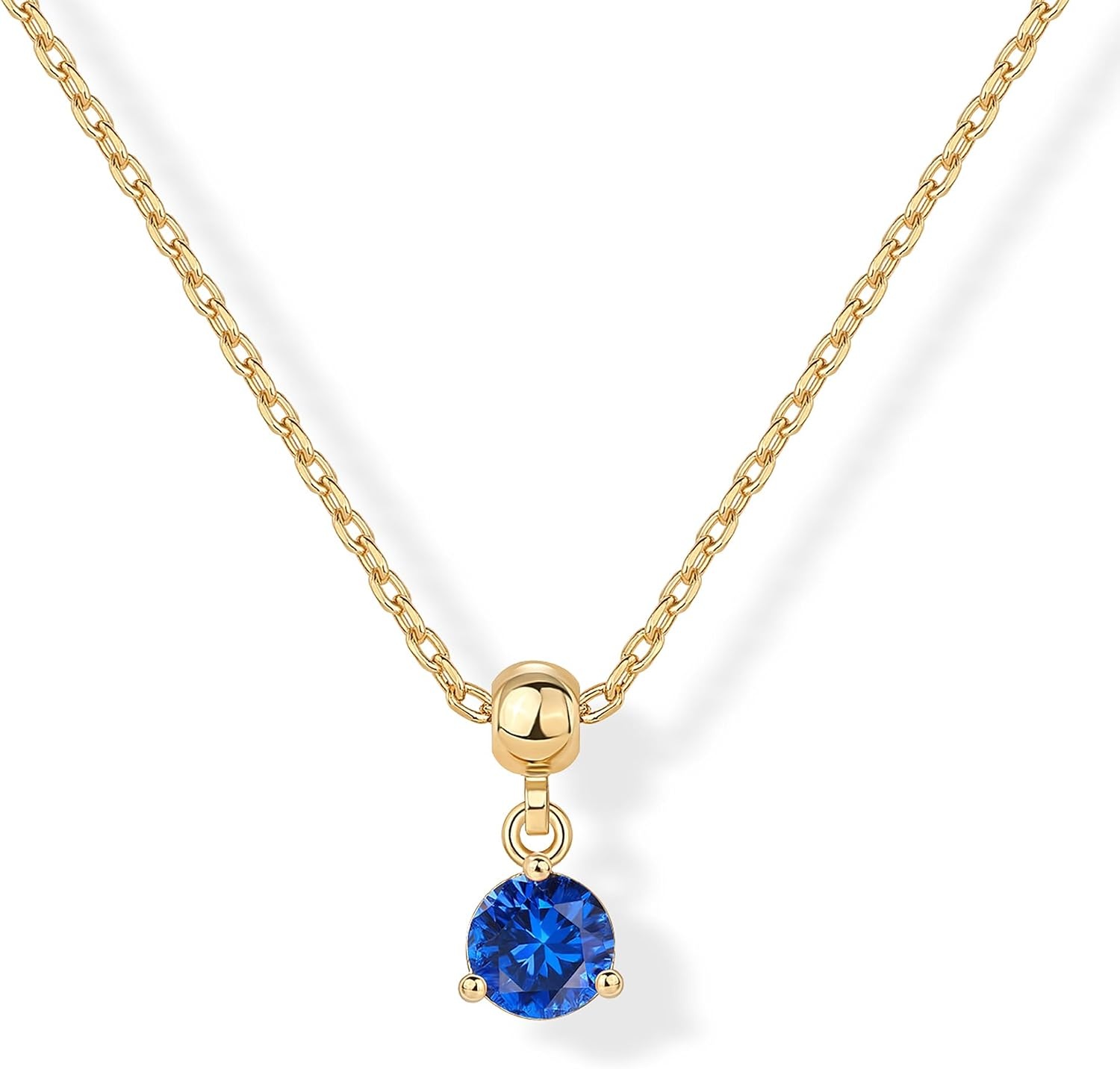 image:imagePAVOI 14K Gold Plated Dainty Birthstone Necklaces with Charms Adjustable Chain Gold Charm Birthstone Necklace for Women Cubic Zirconia Birth Stone Removable Pendants Cute Jewelry GiftsYellow Gold