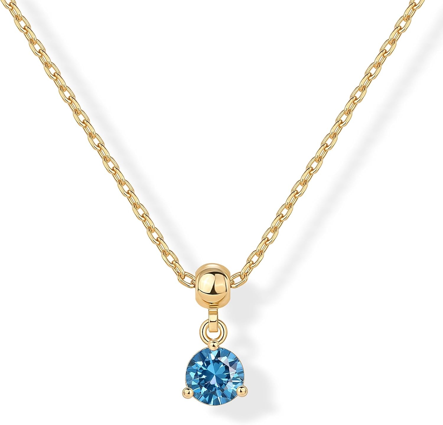 image:imagePAVOI 14K Gold Plated Dainty Birthstone Necklaces with Charms Adjustable Chain Gold Charm Birthstone Necklace for Women Cubic Zirconia Birth Stone Removable Pendants Cute Jewelry GiftsYellow Gold