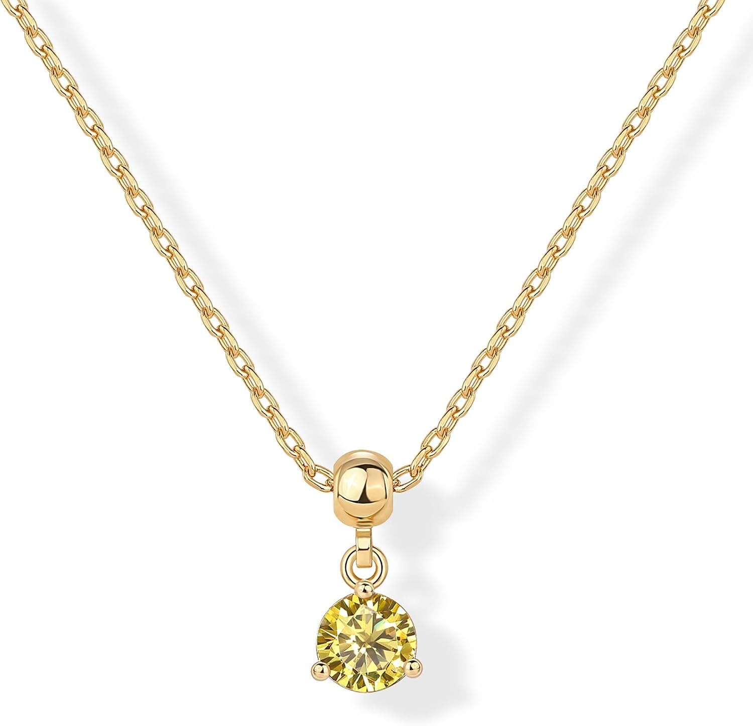 image:imagePAVOI 14K Gold Plated Dainty Birthstone Necklaces with Charms Adjustable Chain Gold Charm Birthstone Necklace for Women Cubic Zirconia Birth Stone Removable Pendants Cute Jewelry GiftsYellow Gold