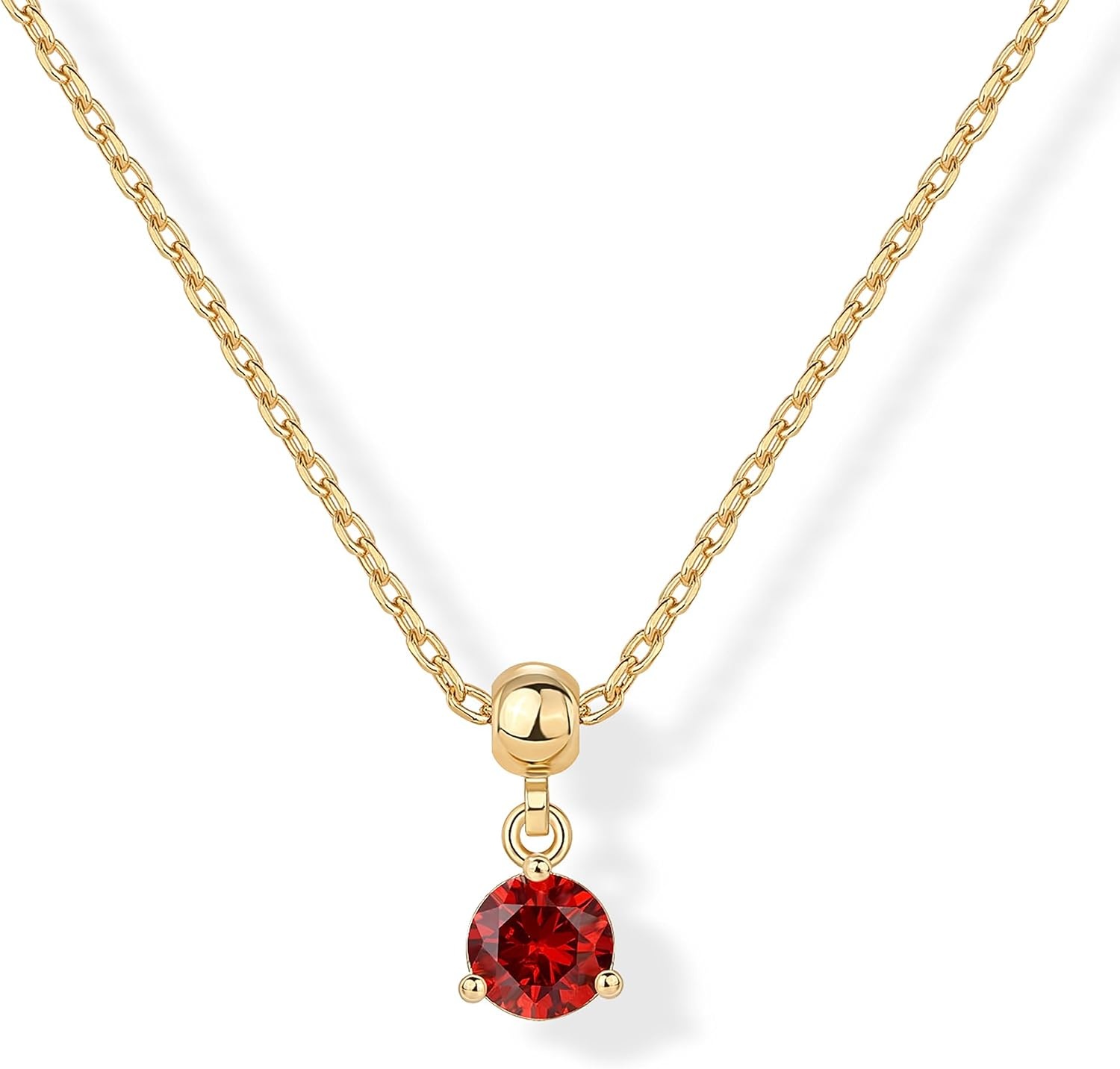 image:imagePAVOI 14K Gold Plated Dainty Birthstone Necklaces with Charms Adjustable Chain Gold Charm Birthstone Necklace for Women Cubic Zirconia Birth Stone Removable Pendants Cute Jewelry GiftsYellow Gold