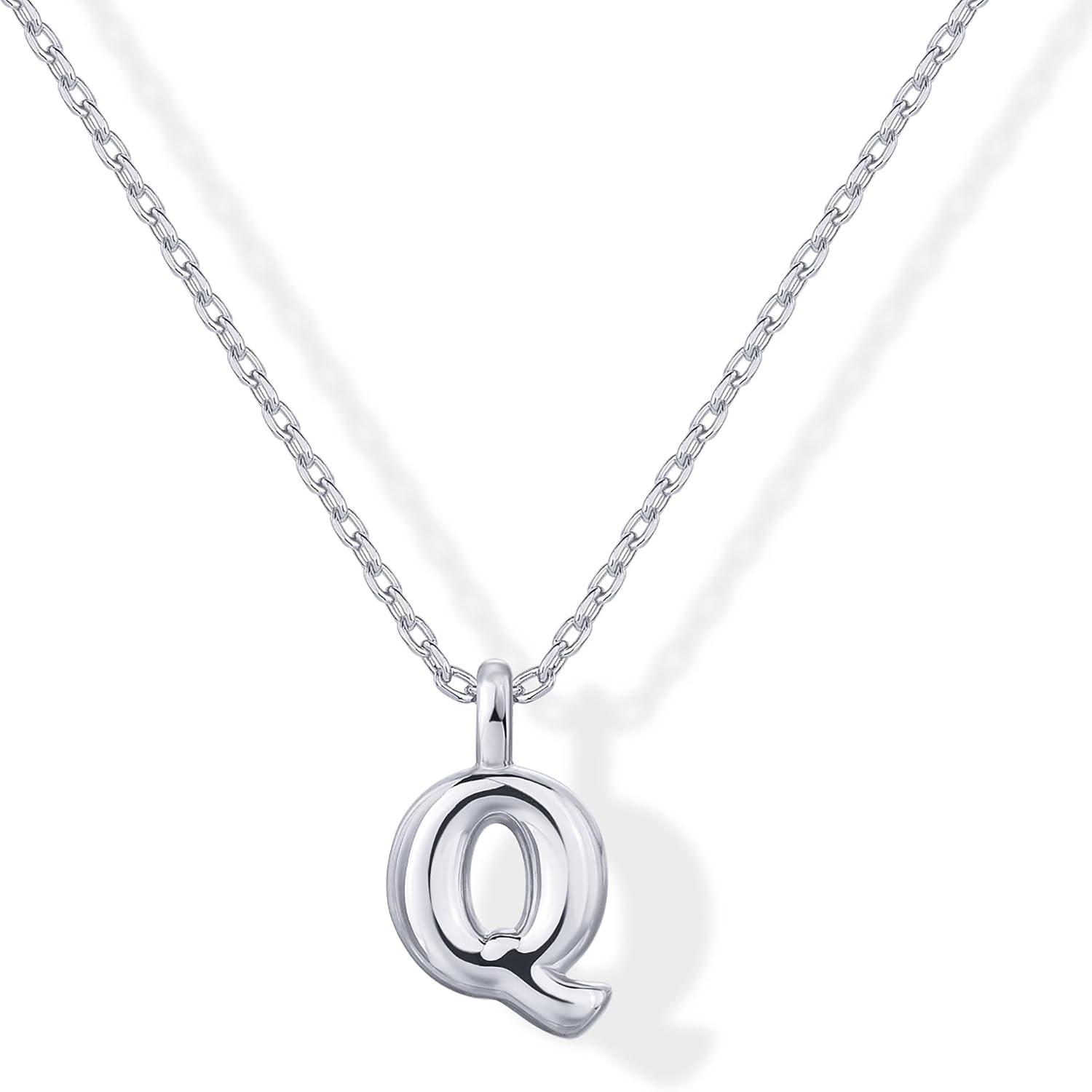 image:imagePAVOI 14K Gold Plated Dainty Chunky Bubble Initial Letter Pendant Necklace for Women Alphabet Letter NecklaceWhite Gold