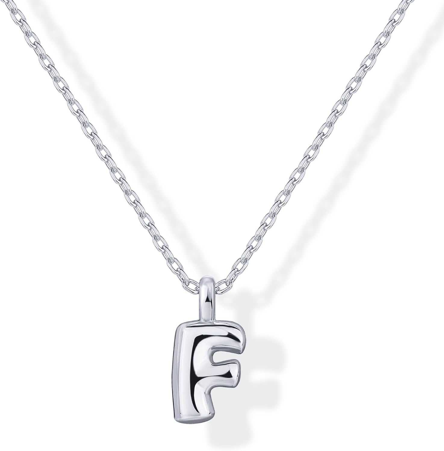 image:imagePAVOI 14K Gold Plated Dainty Chunky Bubble Initial Letter Pendant Necklace for Women Alphabet Letter NecklaceWhite Gold