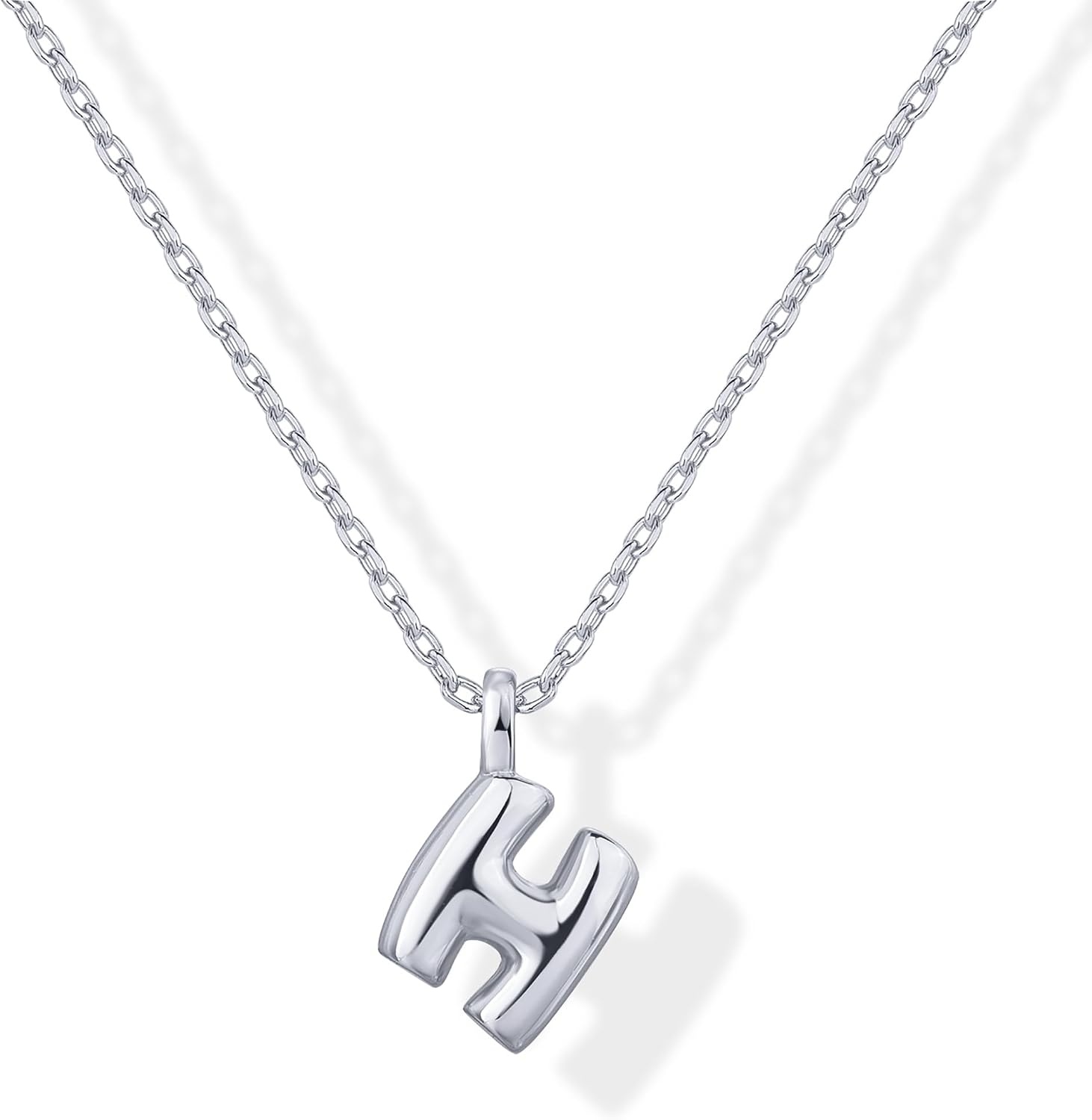 image:imagePAVOI 14K Gold Plated Dainty Chunky Bubble Initial Letter Pendant Necklace for Women Alphabet Letter NecklaceWhite Gold