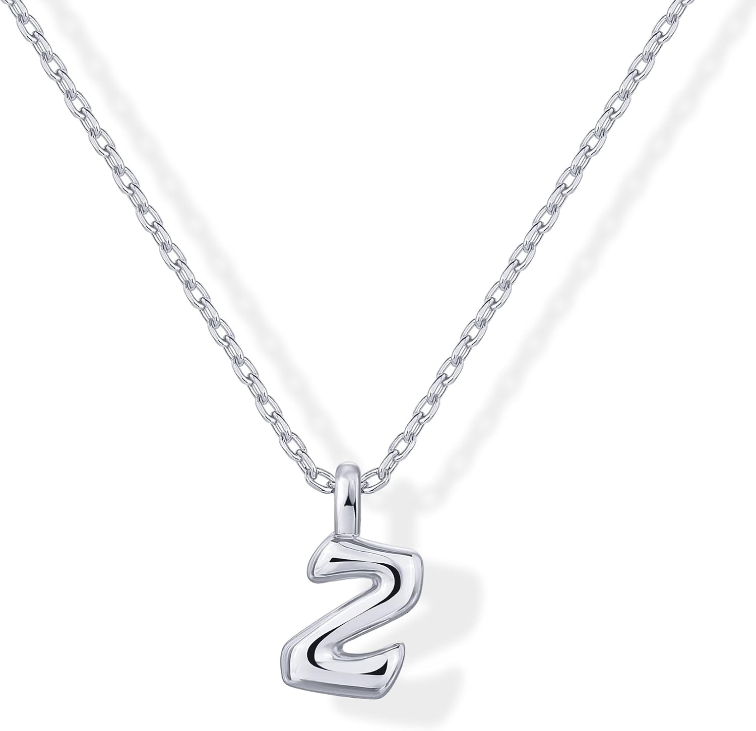 image:imagePAVOI 14K Gold Plated Dainty Chunky Bubble Initial Letter Pendant Necklace for Women Alphabet Letter NecklaceWhite Gold