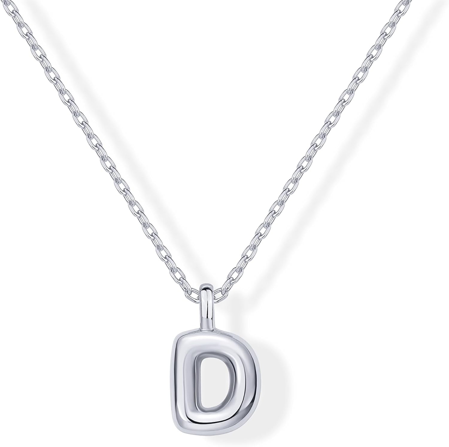 image:imagePAVOI 14K Gold Plated Dainty Chunky Bubble Initial Letter Pendant Necklace for Women Alphabet Letter NecklaceWhite Gold
